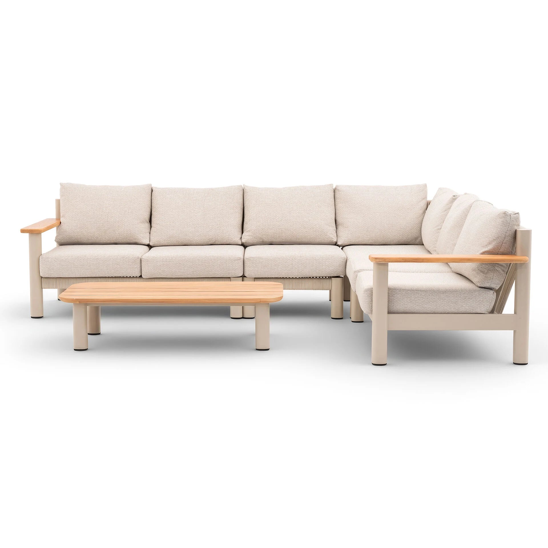 Sicily Large Corner Sofa Set - Latte Frame-Latte Cushions