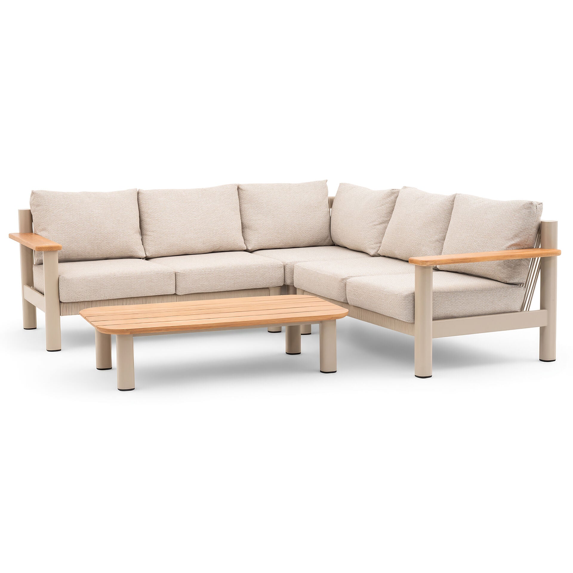 Sicily Corner Sofa Set - Latte Frame-Latte Cushions