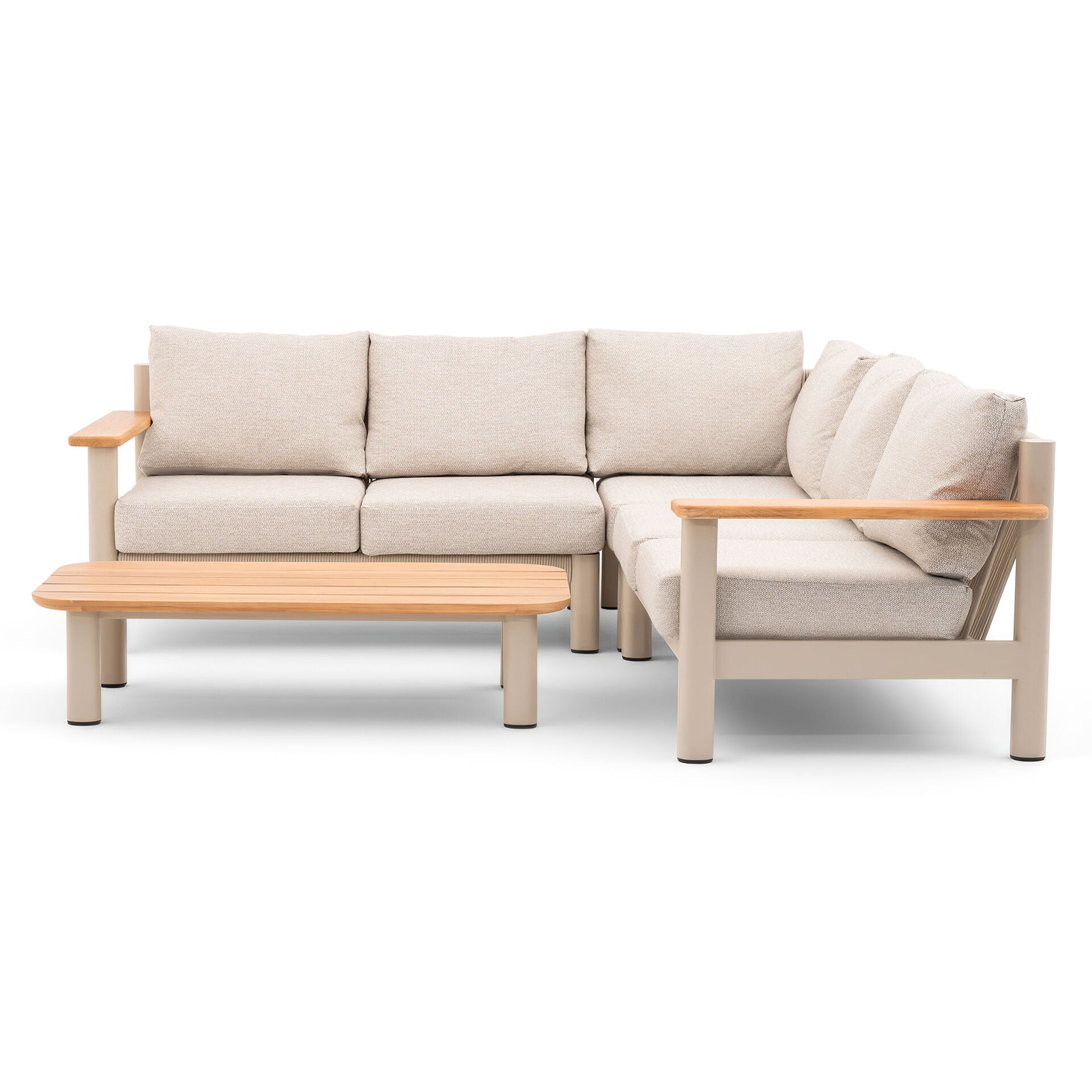 Sicily Corner Sofa Set - Latte Frame-Latte Cushions