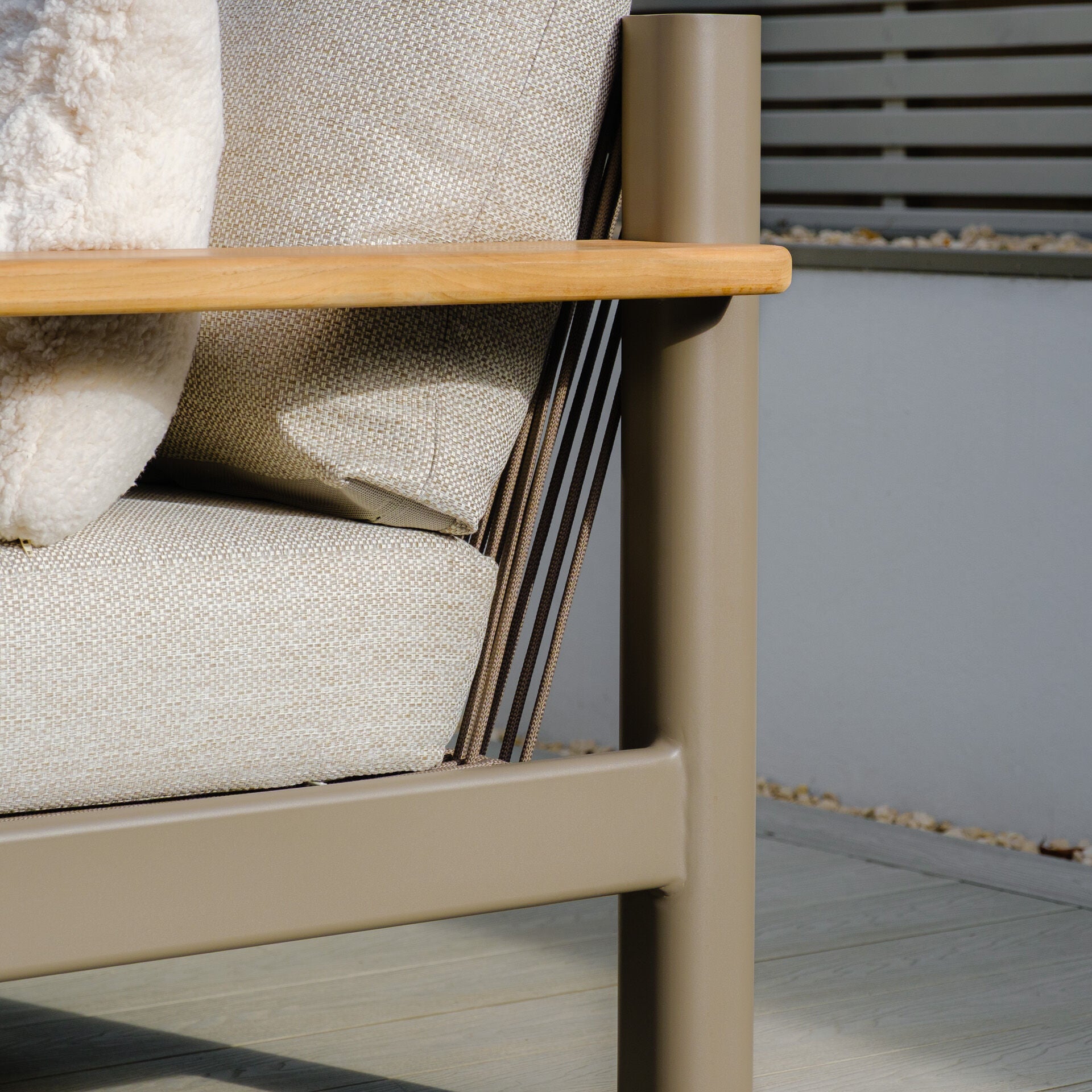 Sicily Corner Sofa Set - Café Frame-Latte Cushions