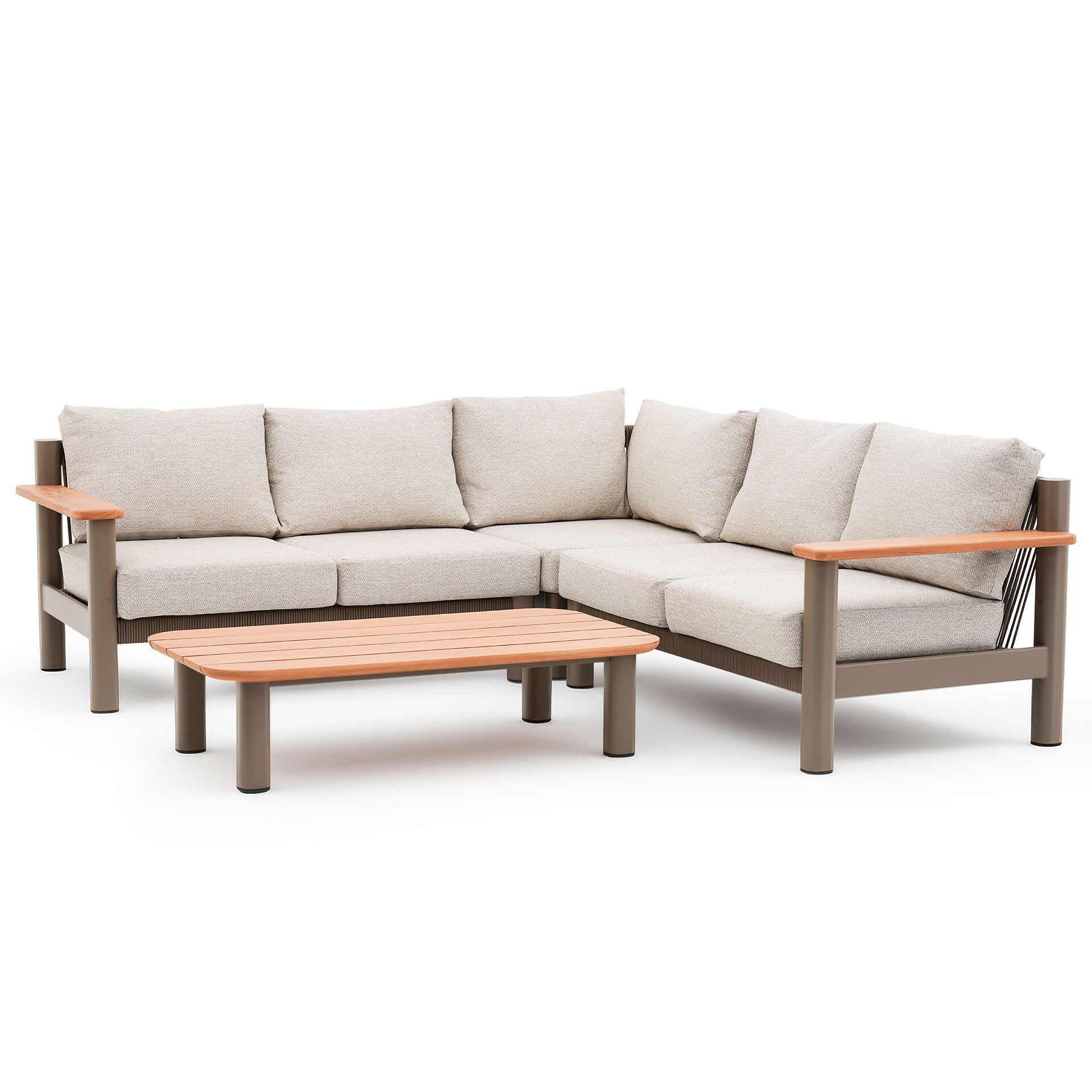 Sicily Corner Sofa Set - Café Frame-Latte Cushions