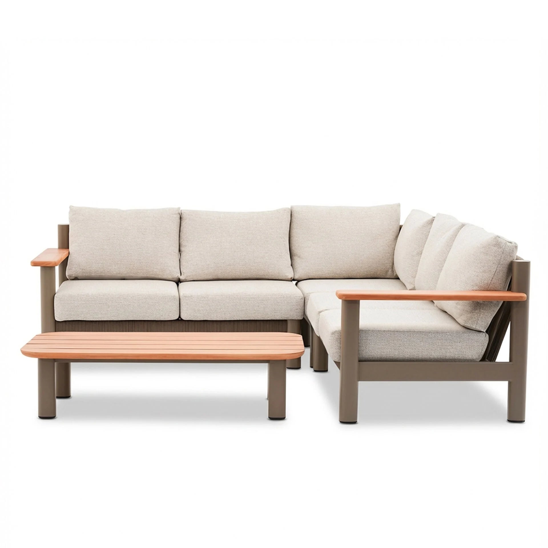 Sicily Corner Sofa Set - Café Frame-Latte Cushions