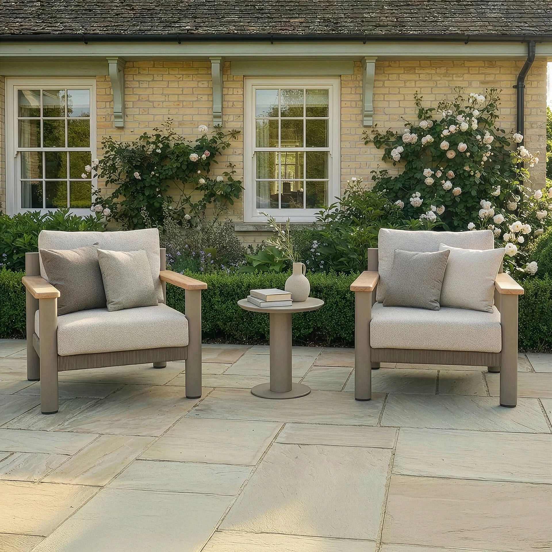 Sicily 2 Seater Lounge Set - Cafe Frame-Latte Cushion