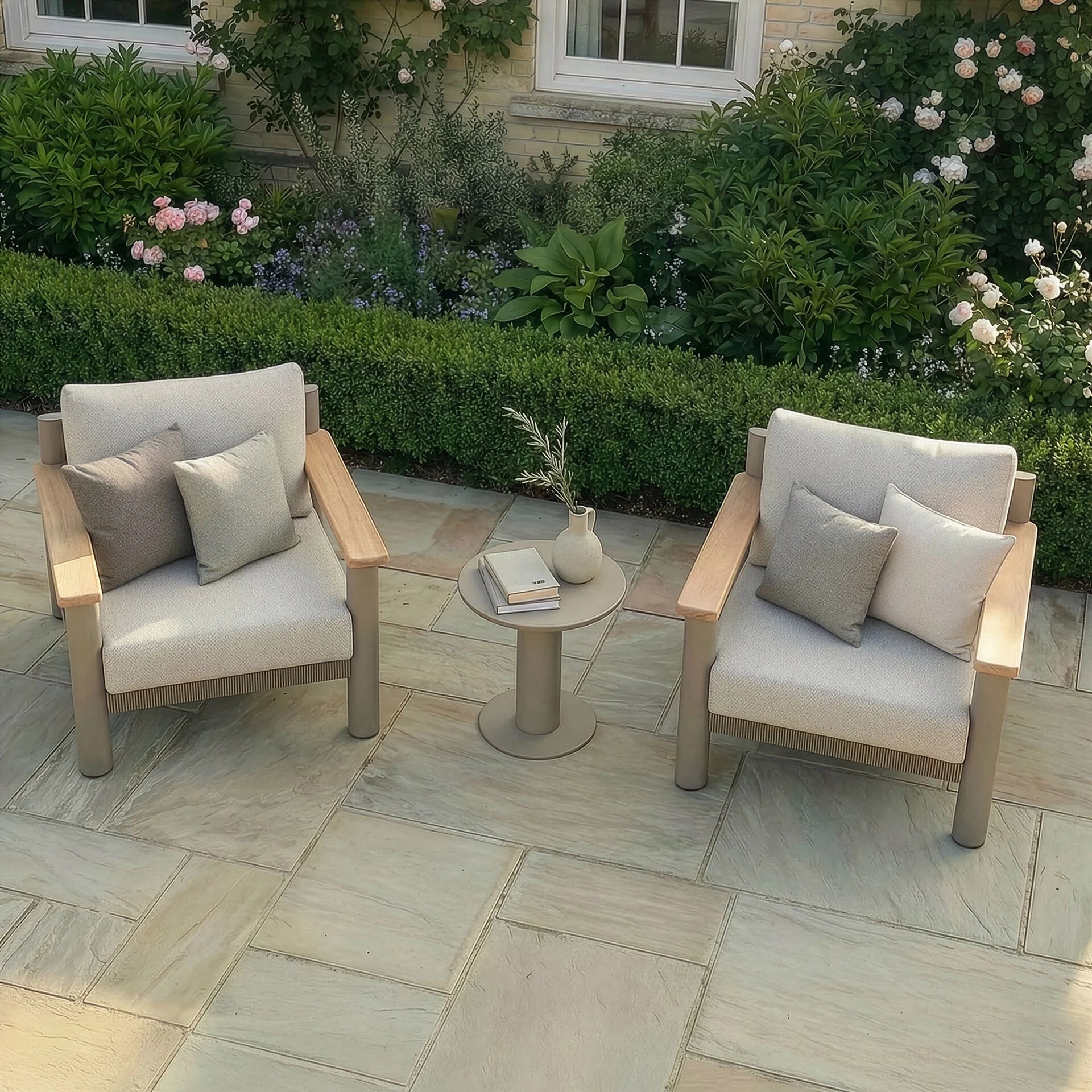 Sicily 2 Seater Lounge Set - Cafe Frame-Latte Cushion