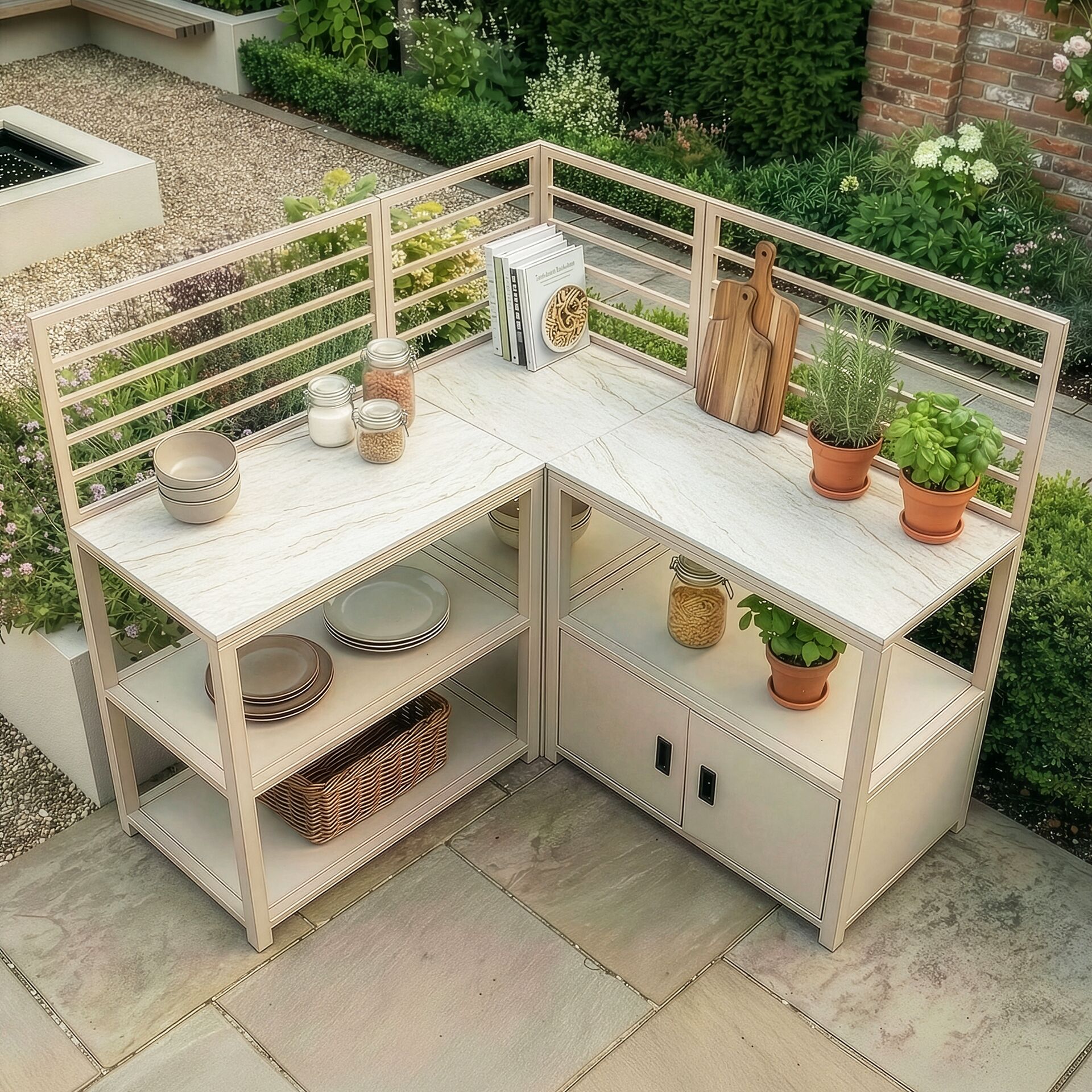 Sicily 3Pc Outdoor Kitchen with Sintered Top - Latte