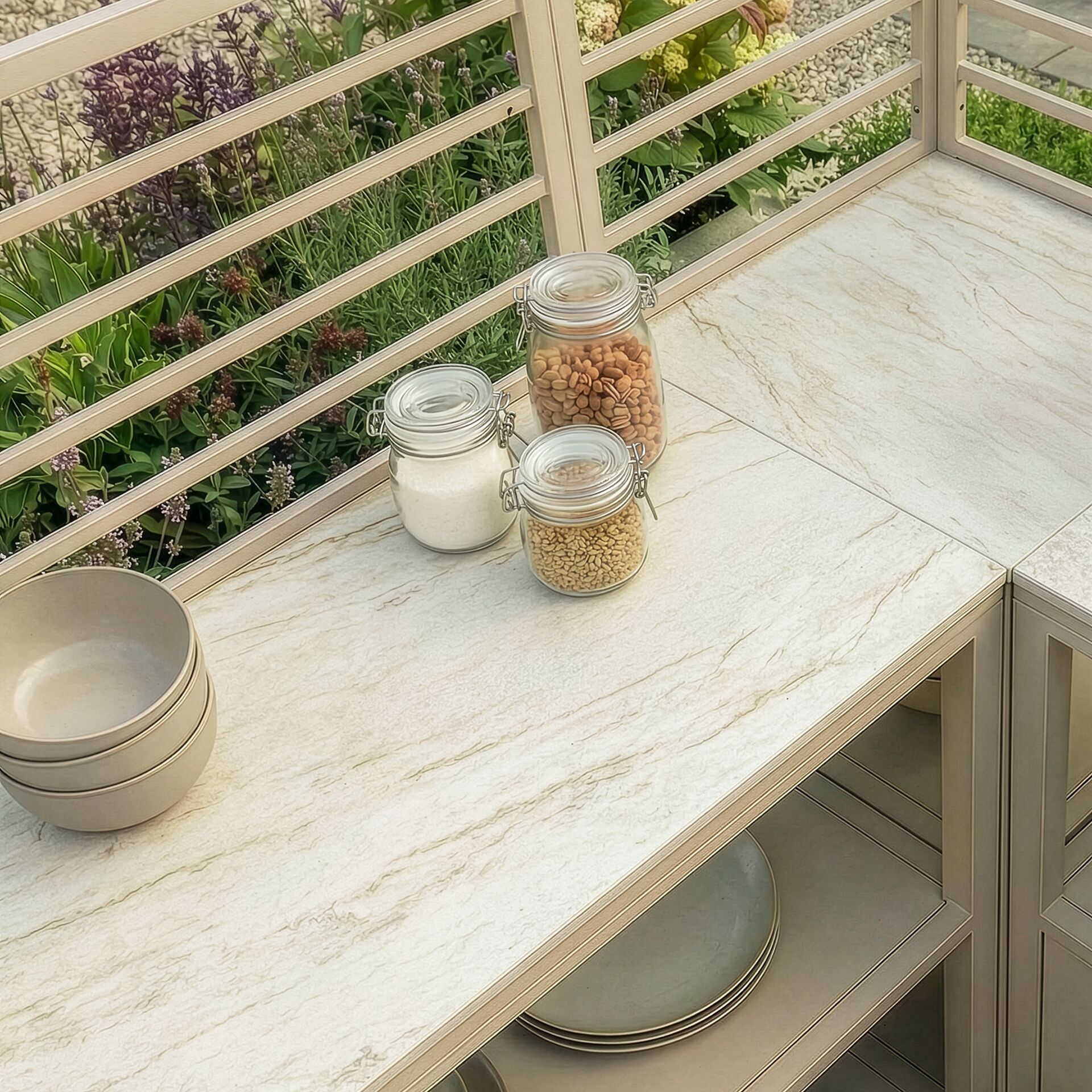 Sicily 3Pc Outdoor Kitchen with Sintered Top - Latte