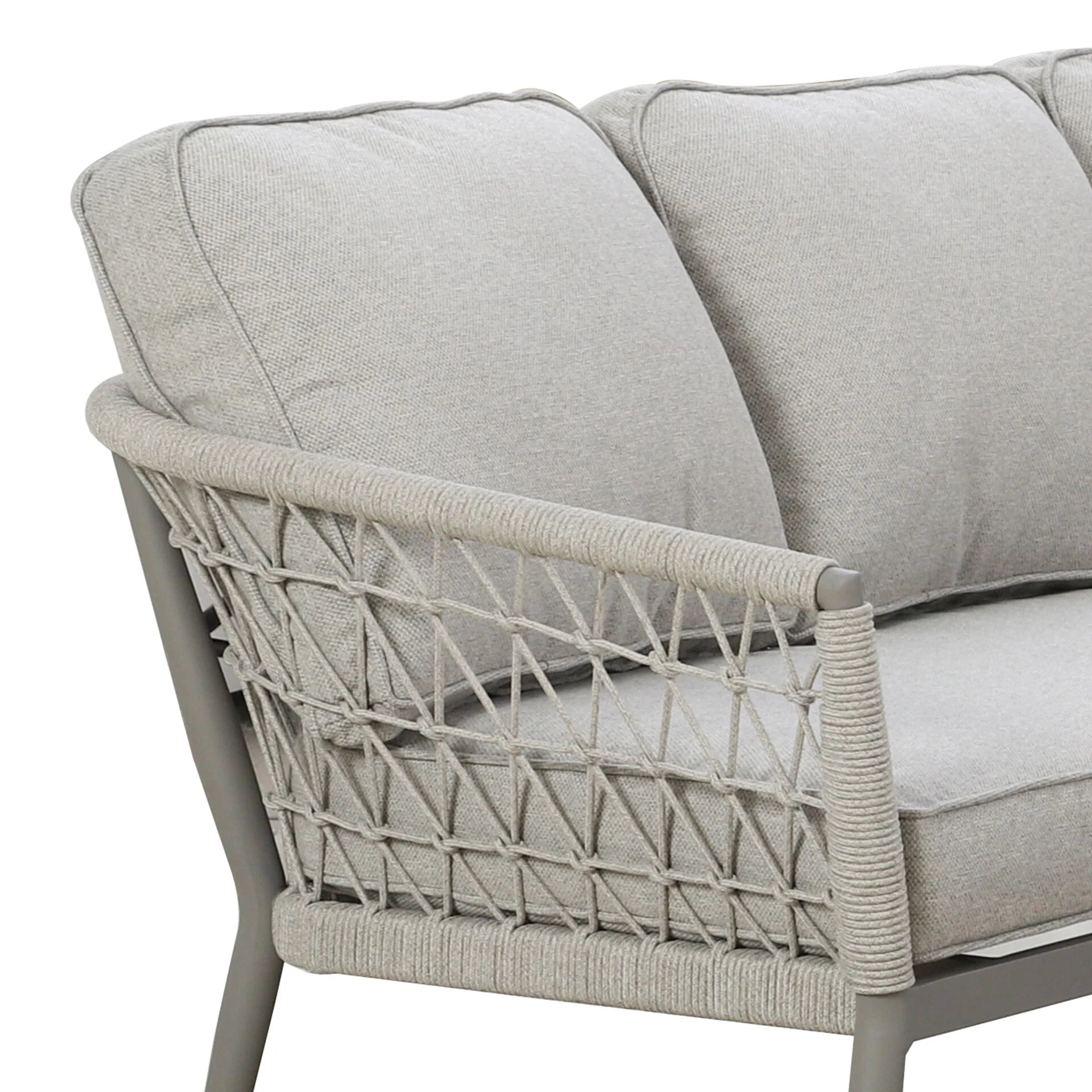 Monaco Square Corner Dining Set with Rising Table - Cool Linen