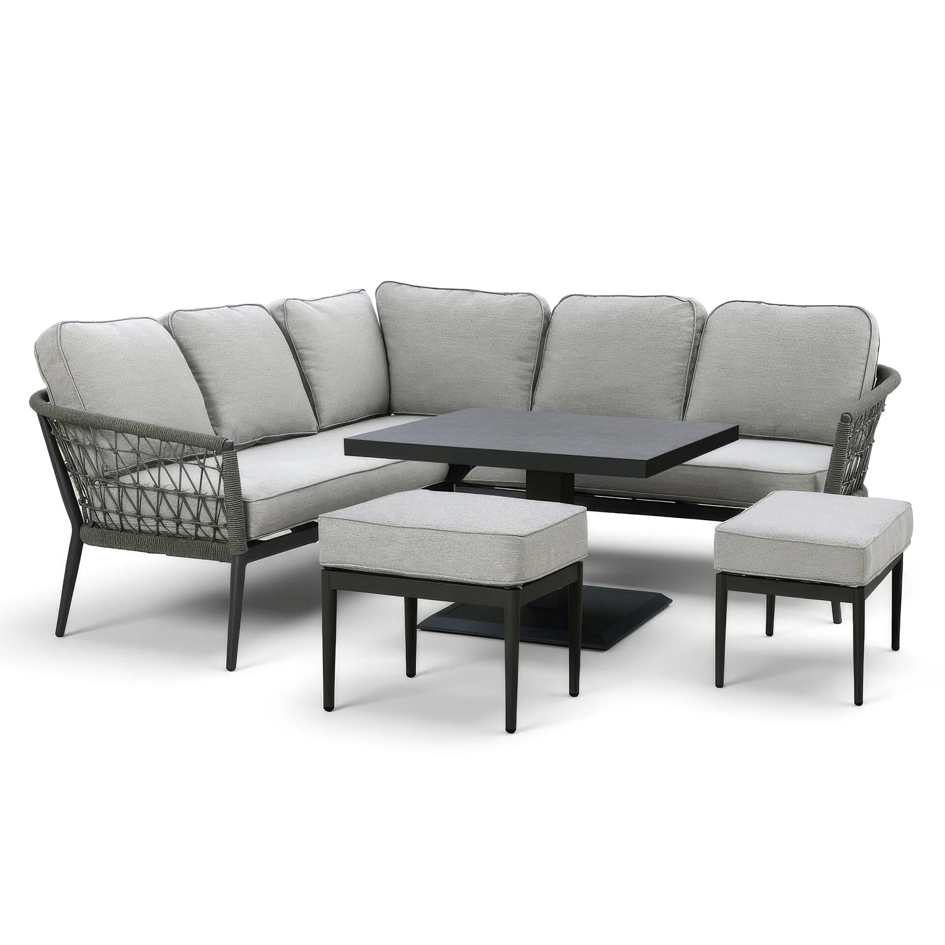 Monaco Square Corner Dining Set with Rising Table - Ivy Green