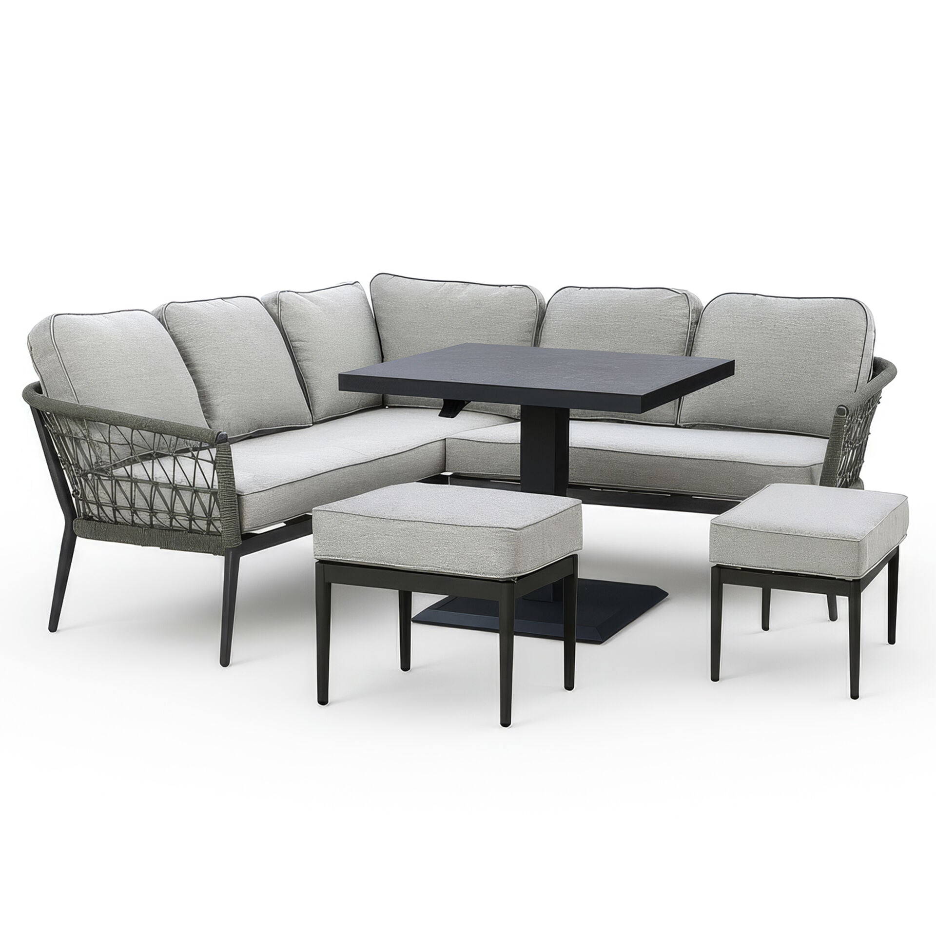 Monaco Square Corner Dining Set with Rising Table - Ivy Green