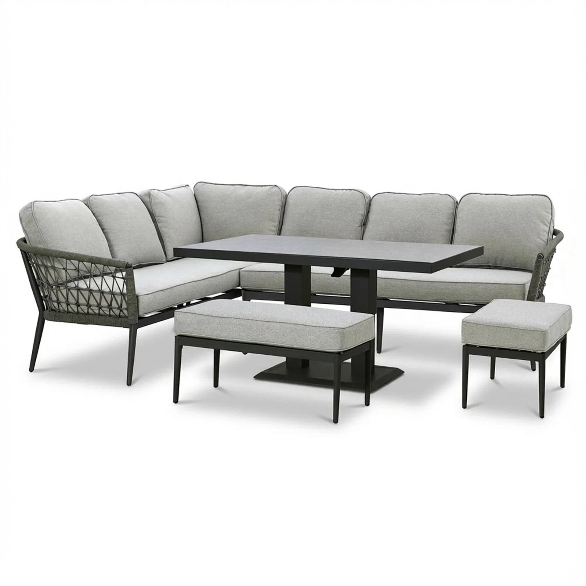 Monaco Rectangular Corner Dining Set with Rising Table - Ivy Green