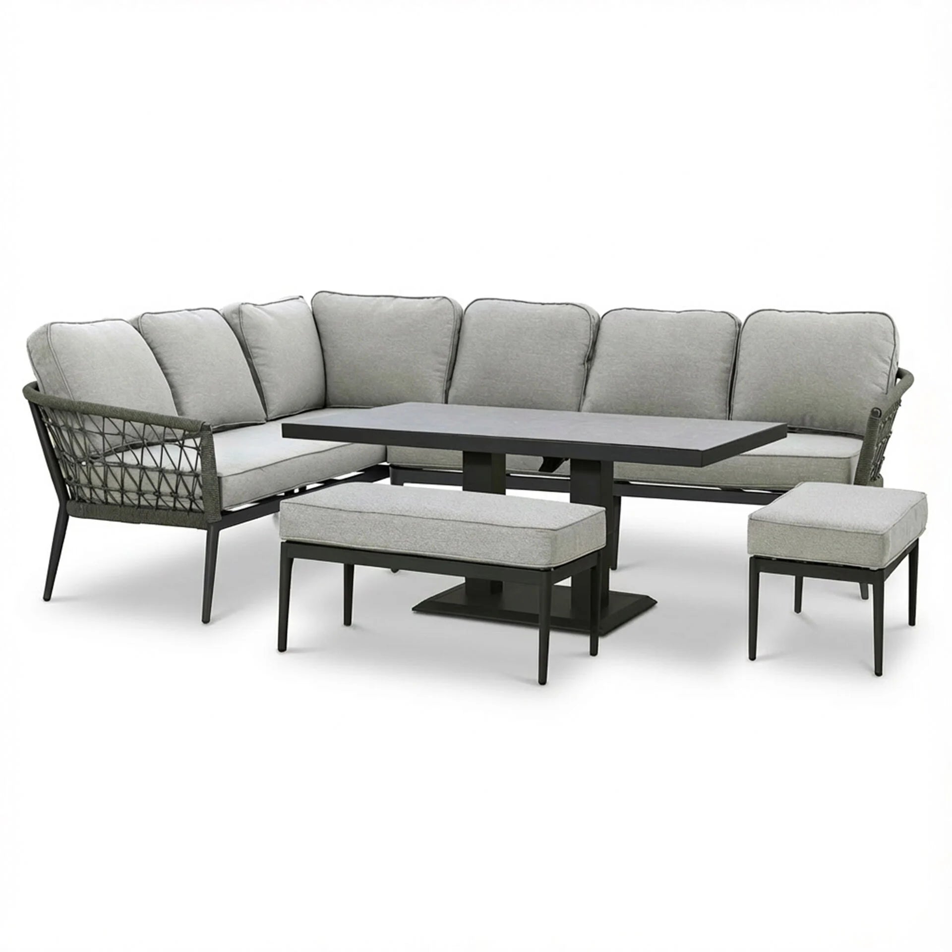 Monaco Rectangular Corner Dining Set with Rising Table - Ivy Green