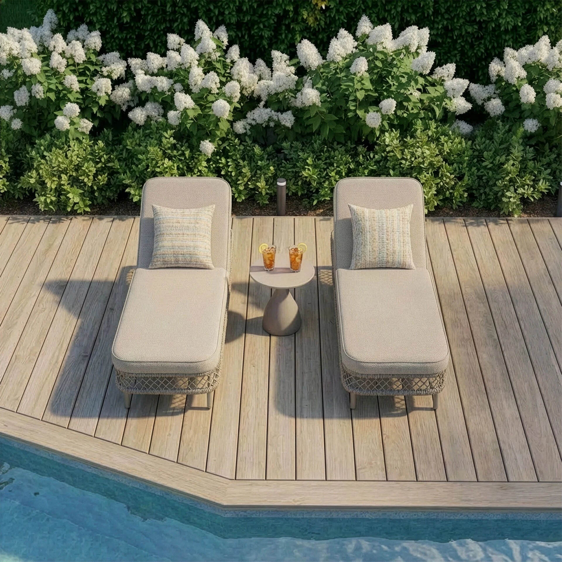 Monaco 3Pc Sunlounger Set - Cool Linen