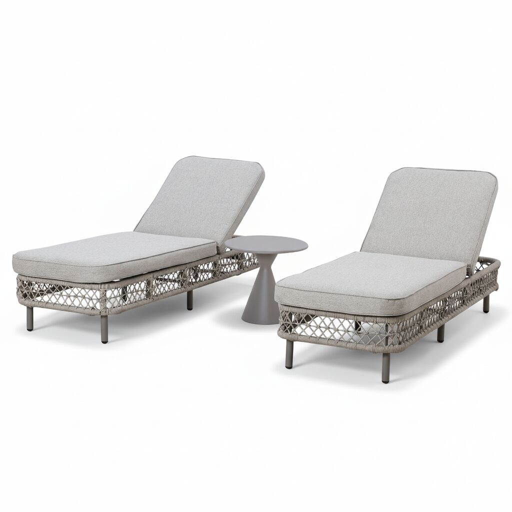 Monaco 3Pc Sunlounger Set - Cool Linen