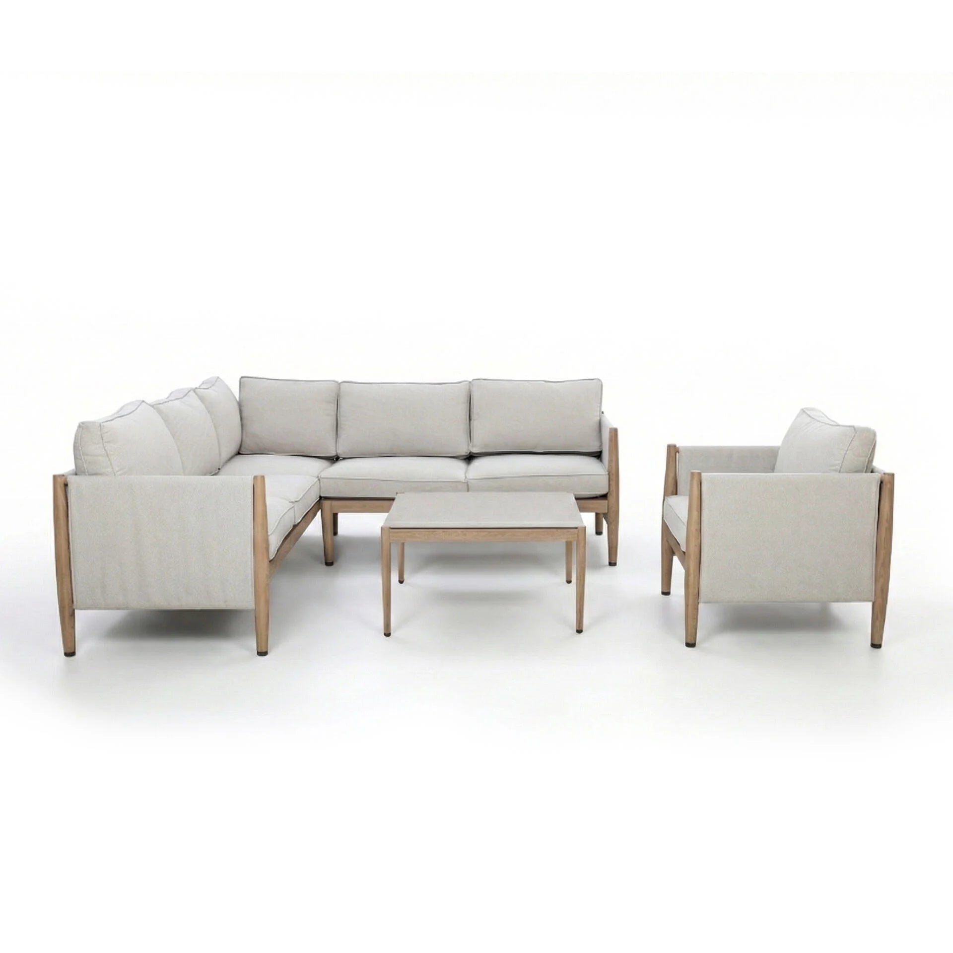 Burford Small Corner Sofa Set with Armchair & Seasonsure Cushions - Almond