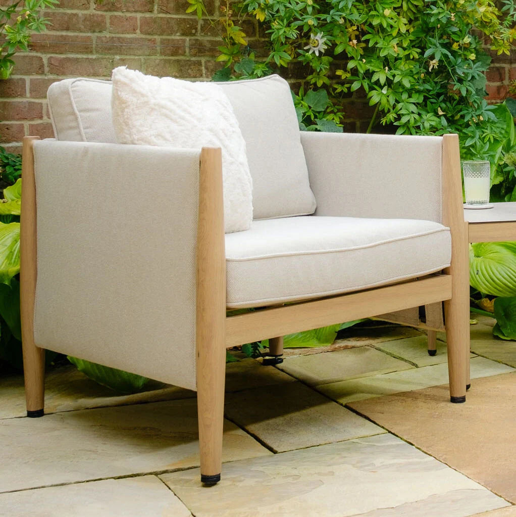 Burford 3 Seater Sofa Dining Set with Rising Table - with Seasonsure Cushions - Almond