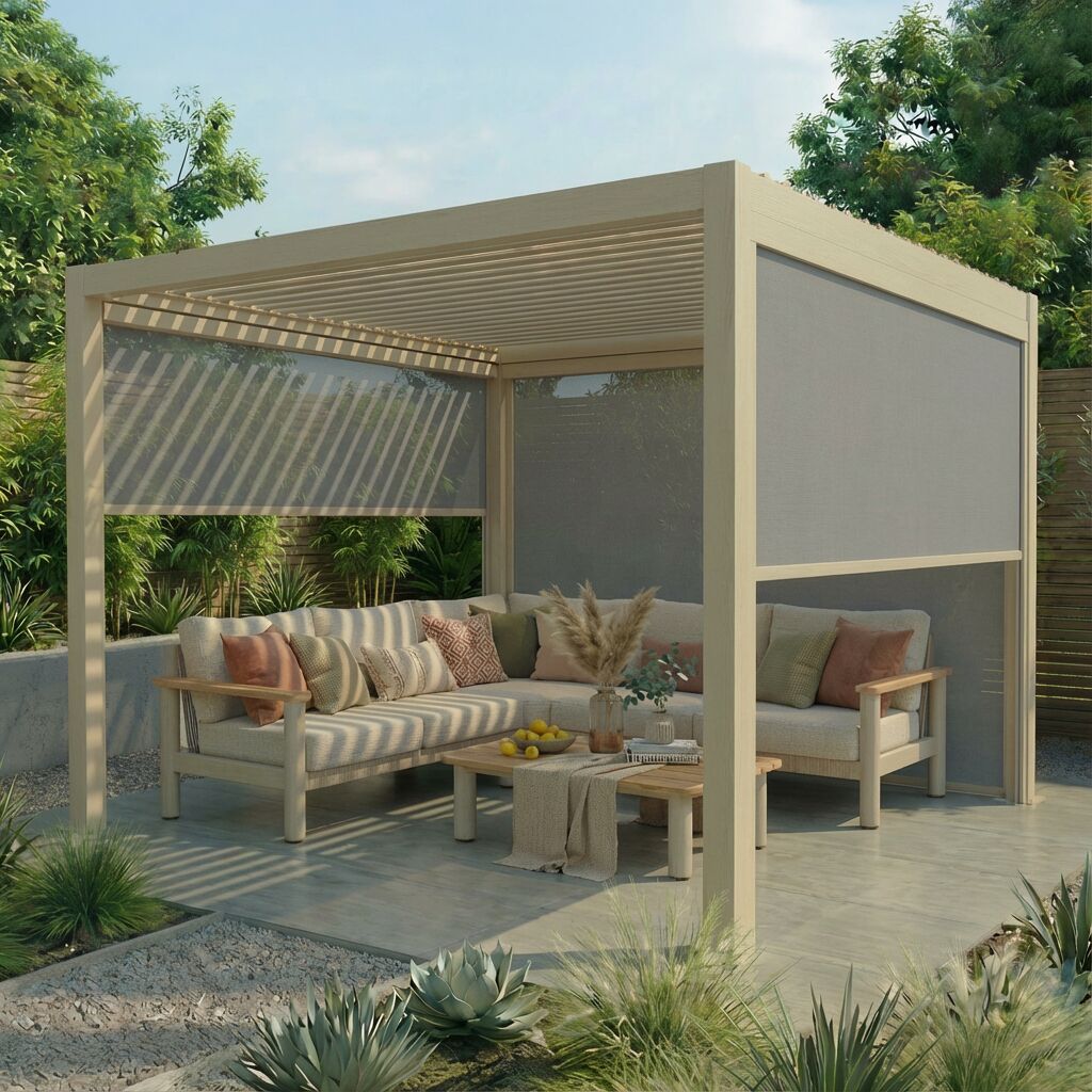 Jupiter Pergola Aluminium Rectangular 30x30 - Frame Only - Latte