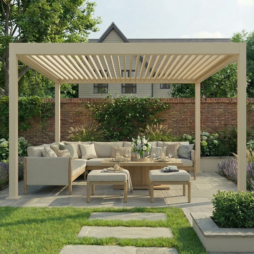Jupiter Pergola Aluminium Rectangular 30x40 - Frame Only - Latte
