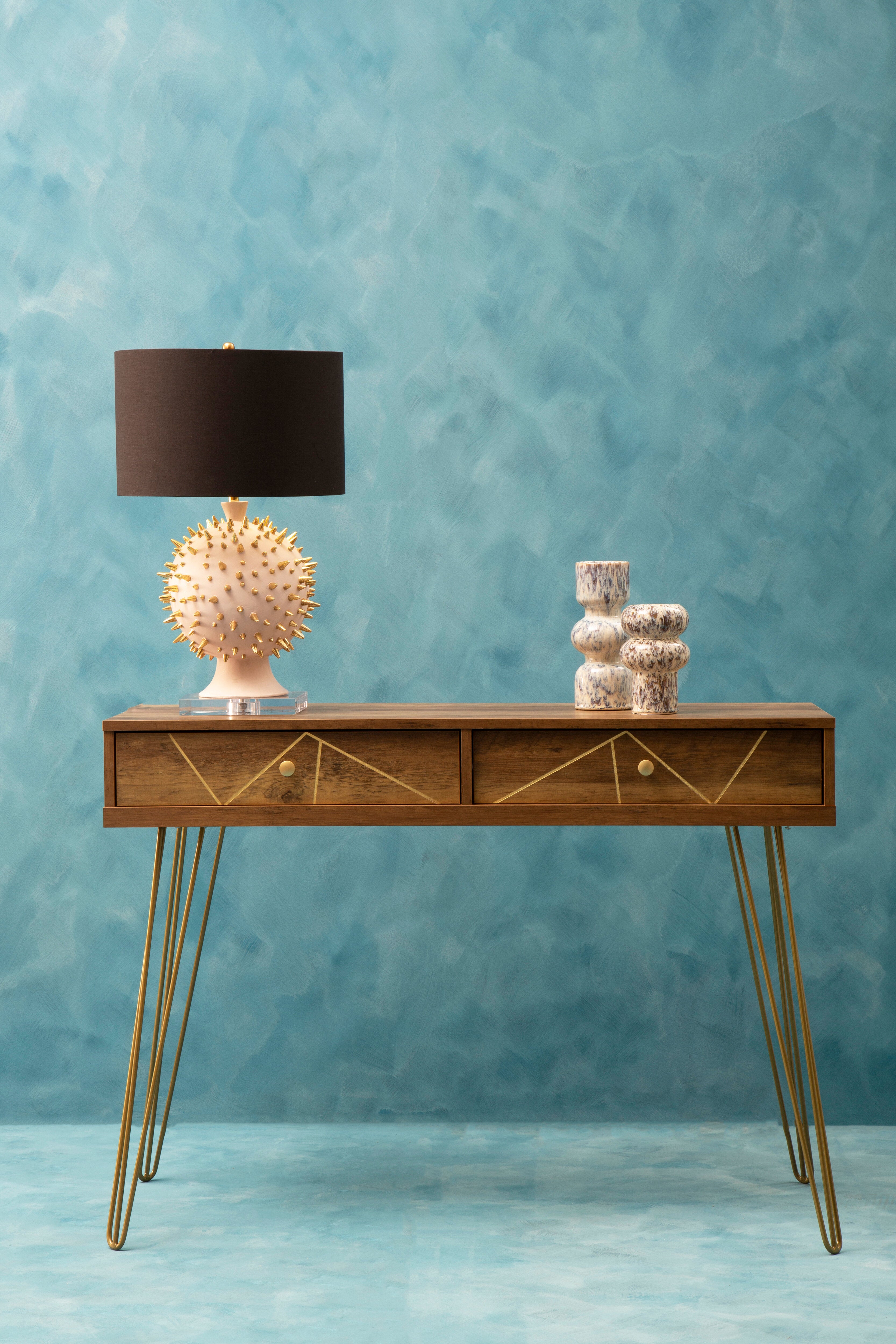 Ophelia Brown Wood & Gold Console Table
