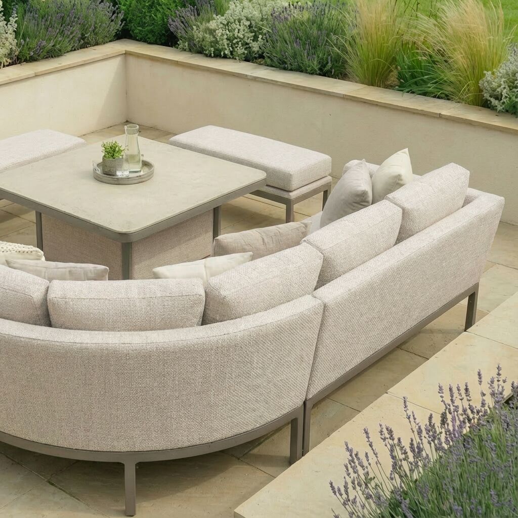 Pulse Deluxe Square Corner Dining Set with Rising Table - Latte