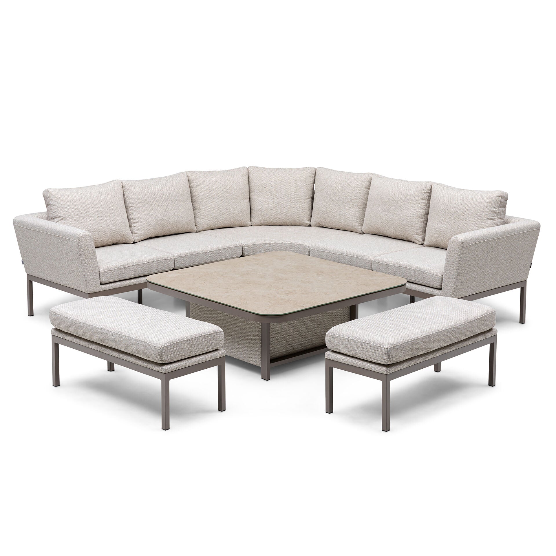 Pulse Deluxe Square Corner Dining Set with Rising Table - Latte