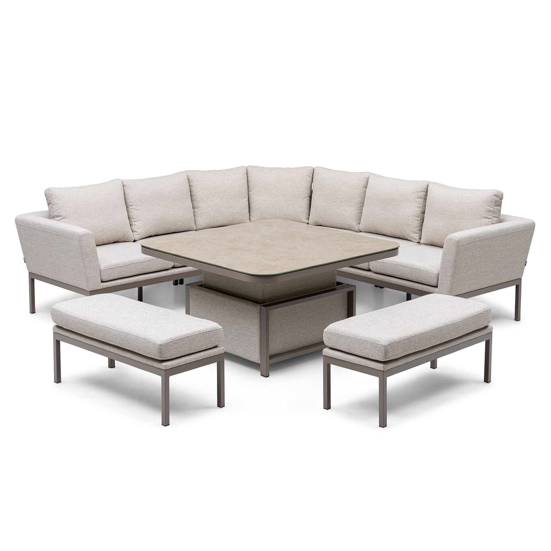 Pulse Deluxe Square Corner Dining Set with Rising Table - Latte