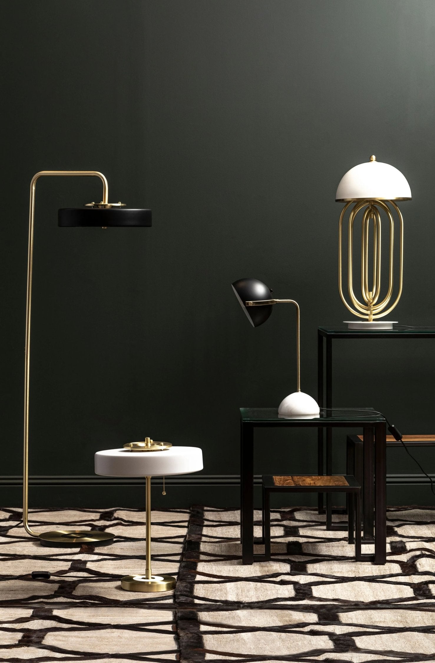 Savoy Brass Finish & Black Shade Floor Lamp