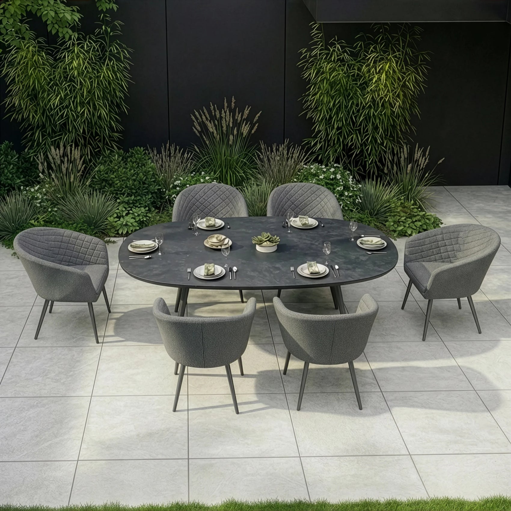 Ambition 6 Seater Oval Dining Set - Zinc Grey