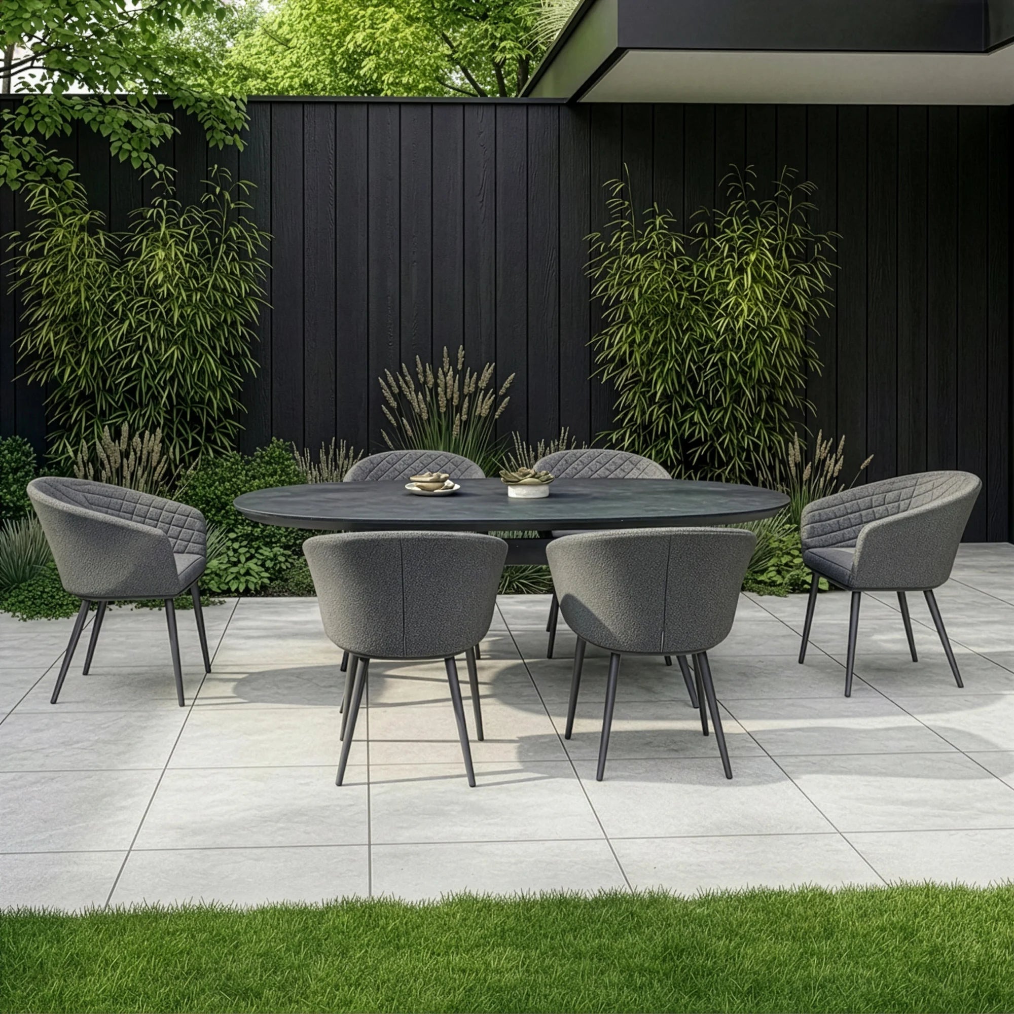 Ambition 6 Seater Oval Dining Set - Zinc Grey