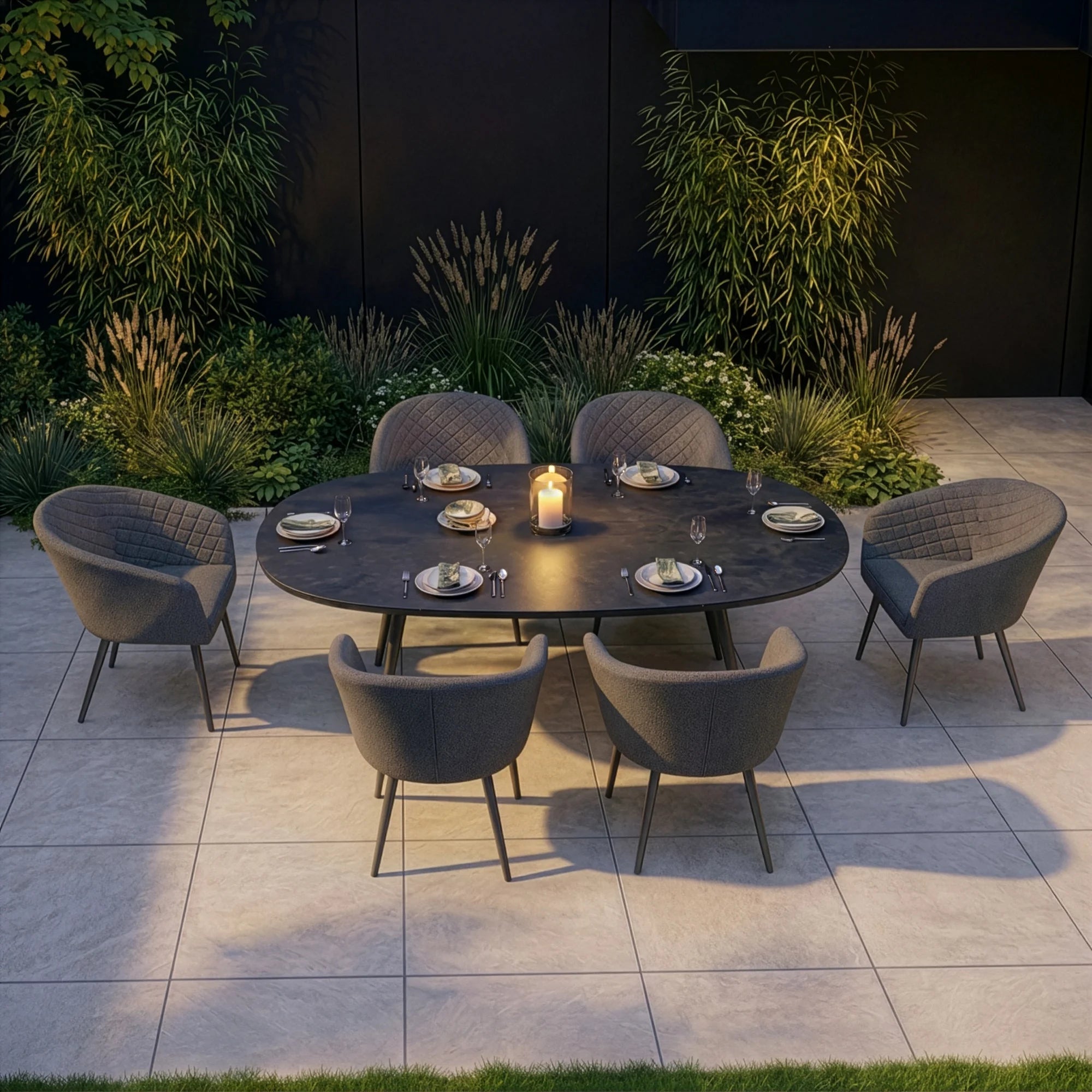 Ambition 6 Seater Oval Dining Set - Zinc Grey