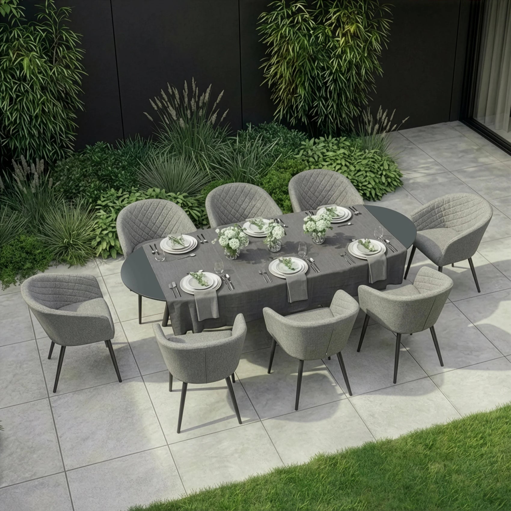 Ambition 8 Seater Oval Dining Set - Zinc Grey
