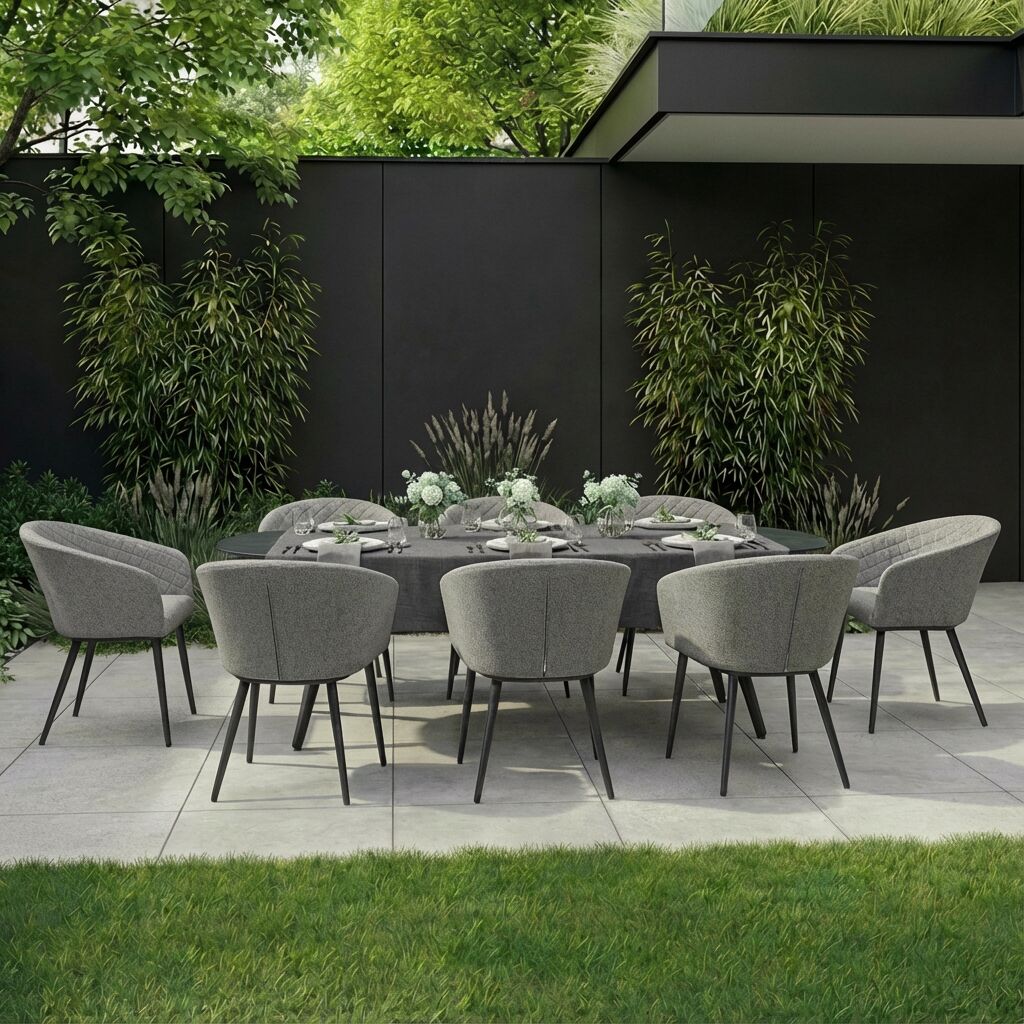 Ambition 8 Seater Oval Dining Set - Zinc Grey