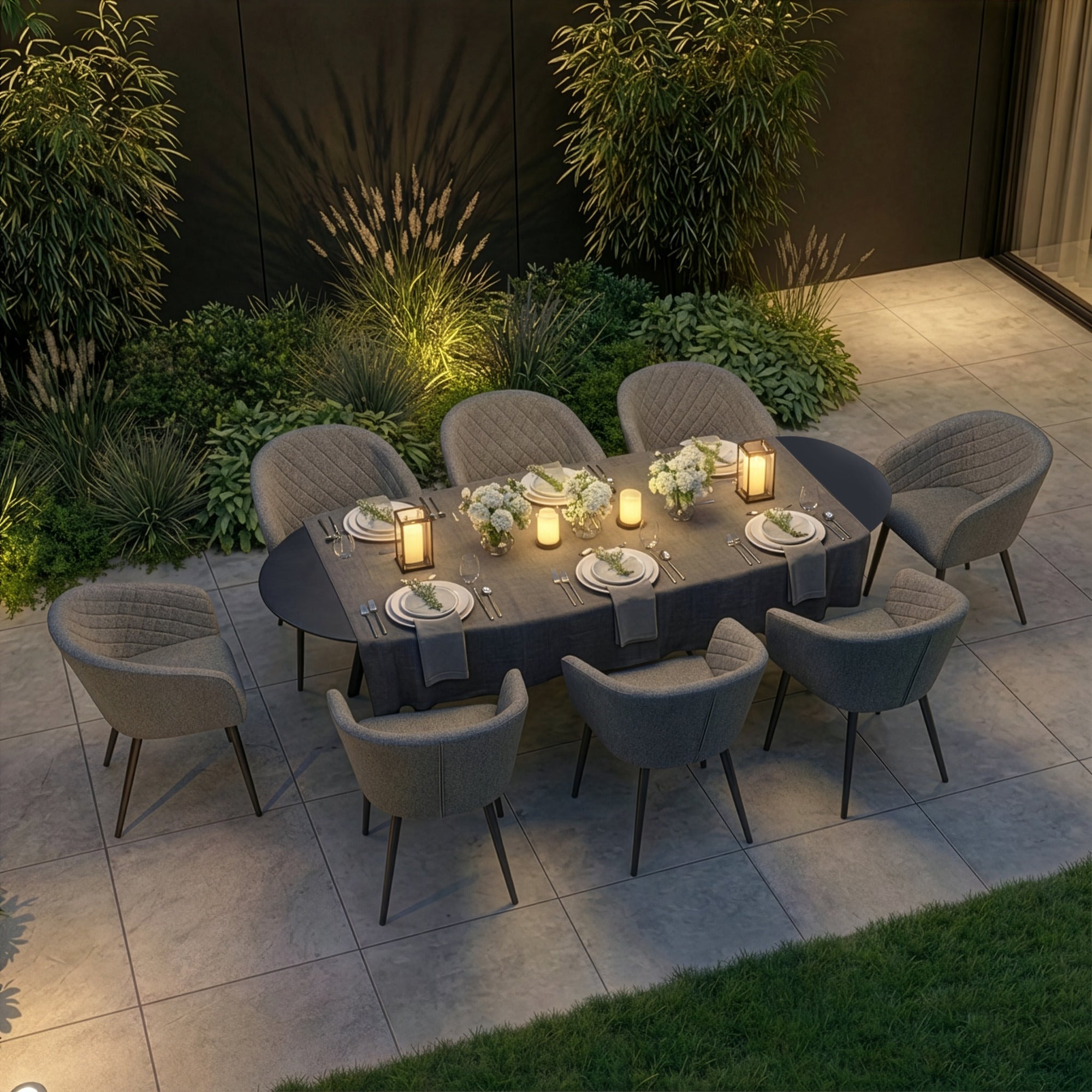 Ambition 8 Seater Oval Dining Set - Zinc Grey