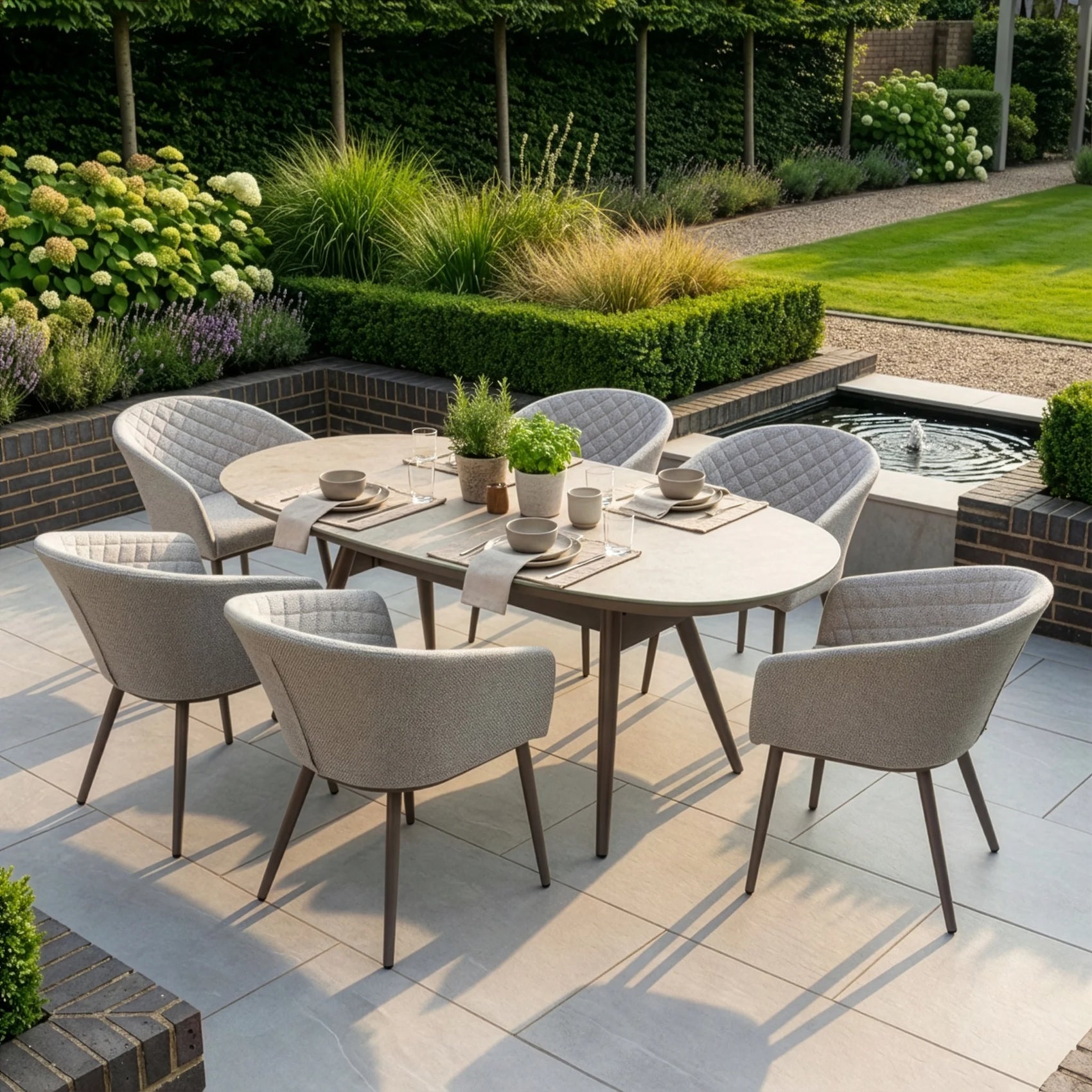 Ambition 6 Seater Oval Dining Set - Latte