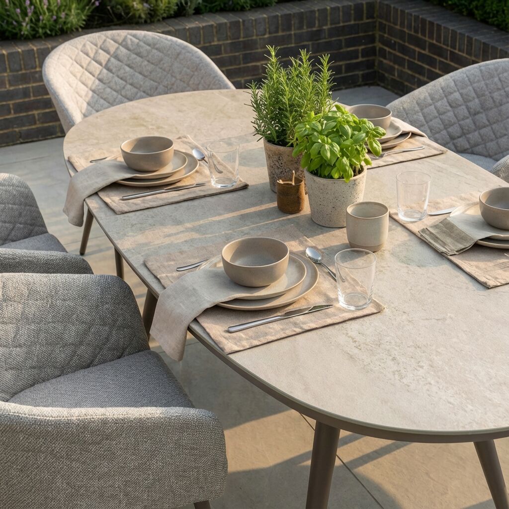 Ambition 6 Seater Oval Dining Set - Latte
