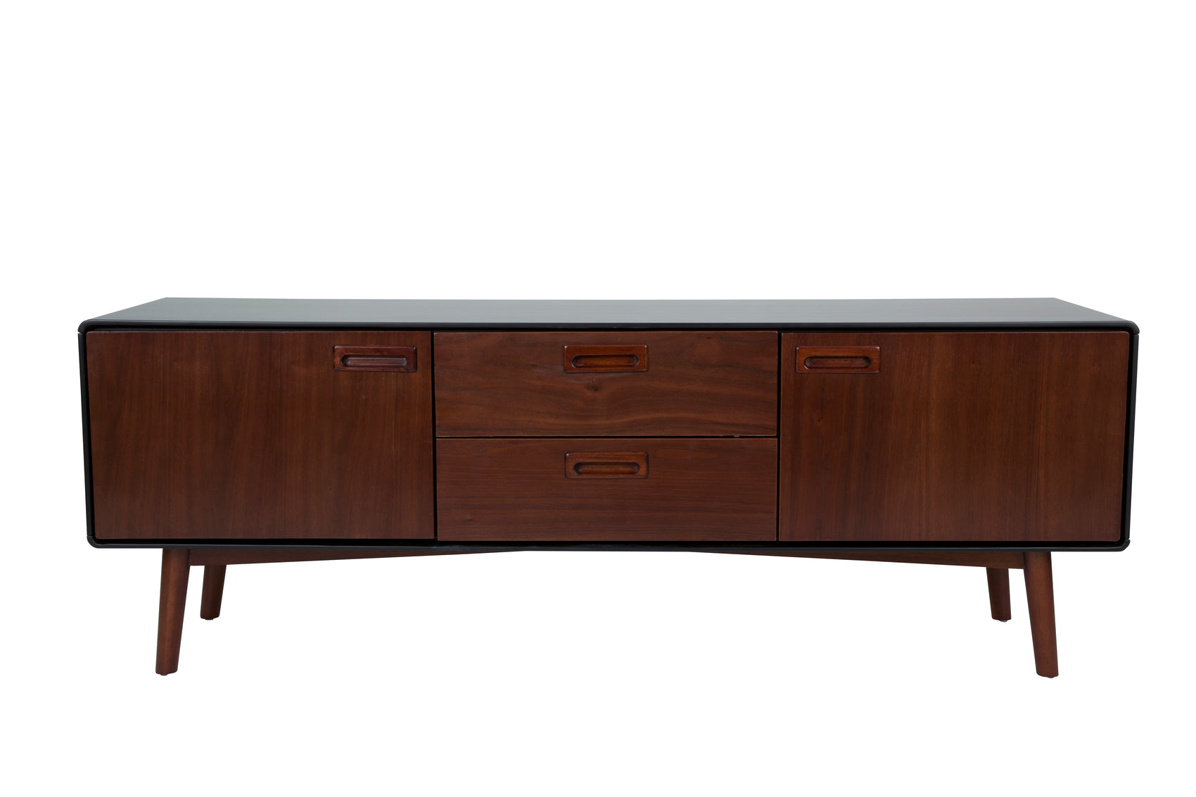 Dutchbone Juju Dark Brown Wood & Black Low Sideboard