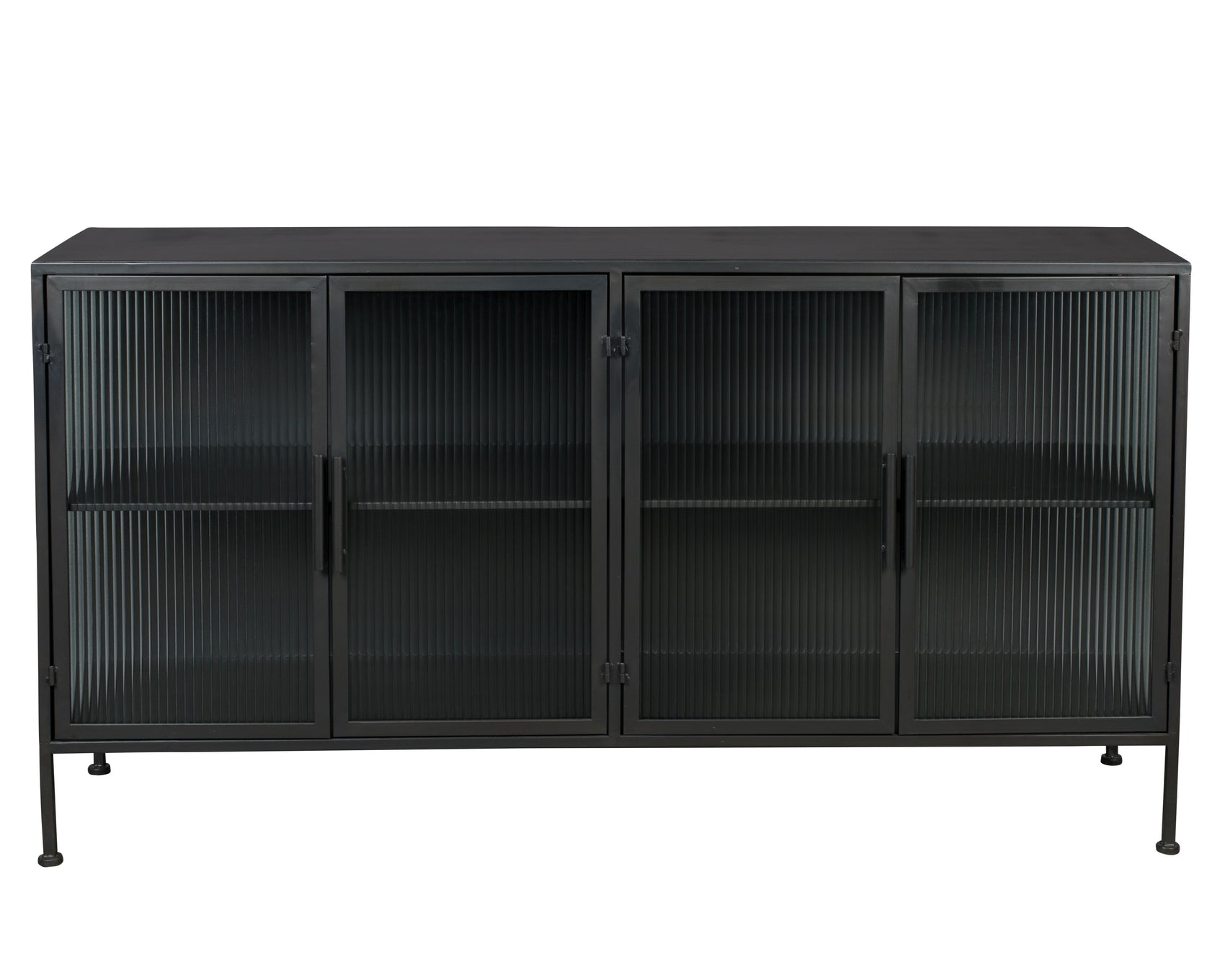 Dutchbone Boli Black Steel & Ribbed Glass Sideboard Large