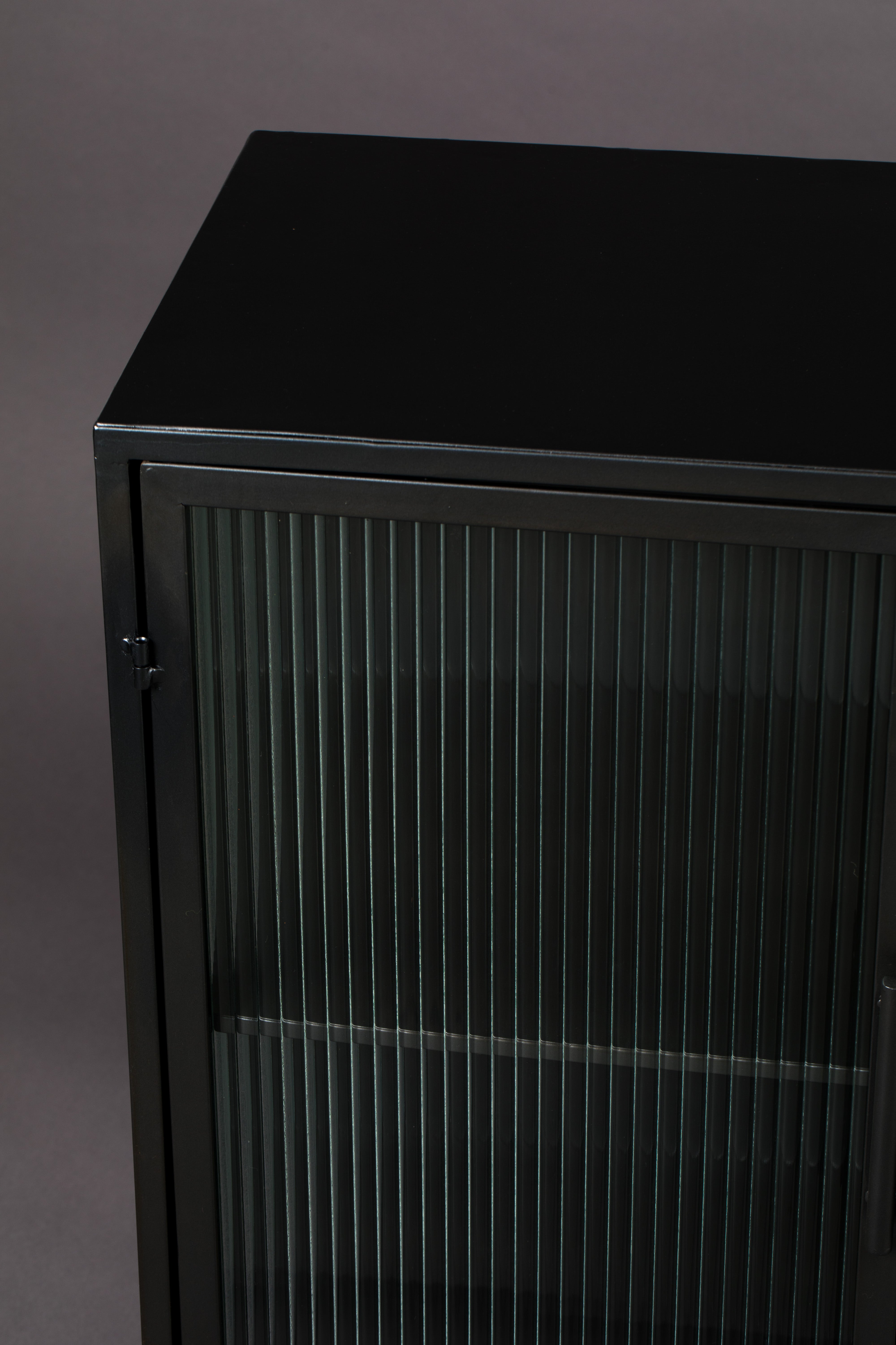 Dutchbone Boli Black Steel & Ribbed Glass Sideboard Large