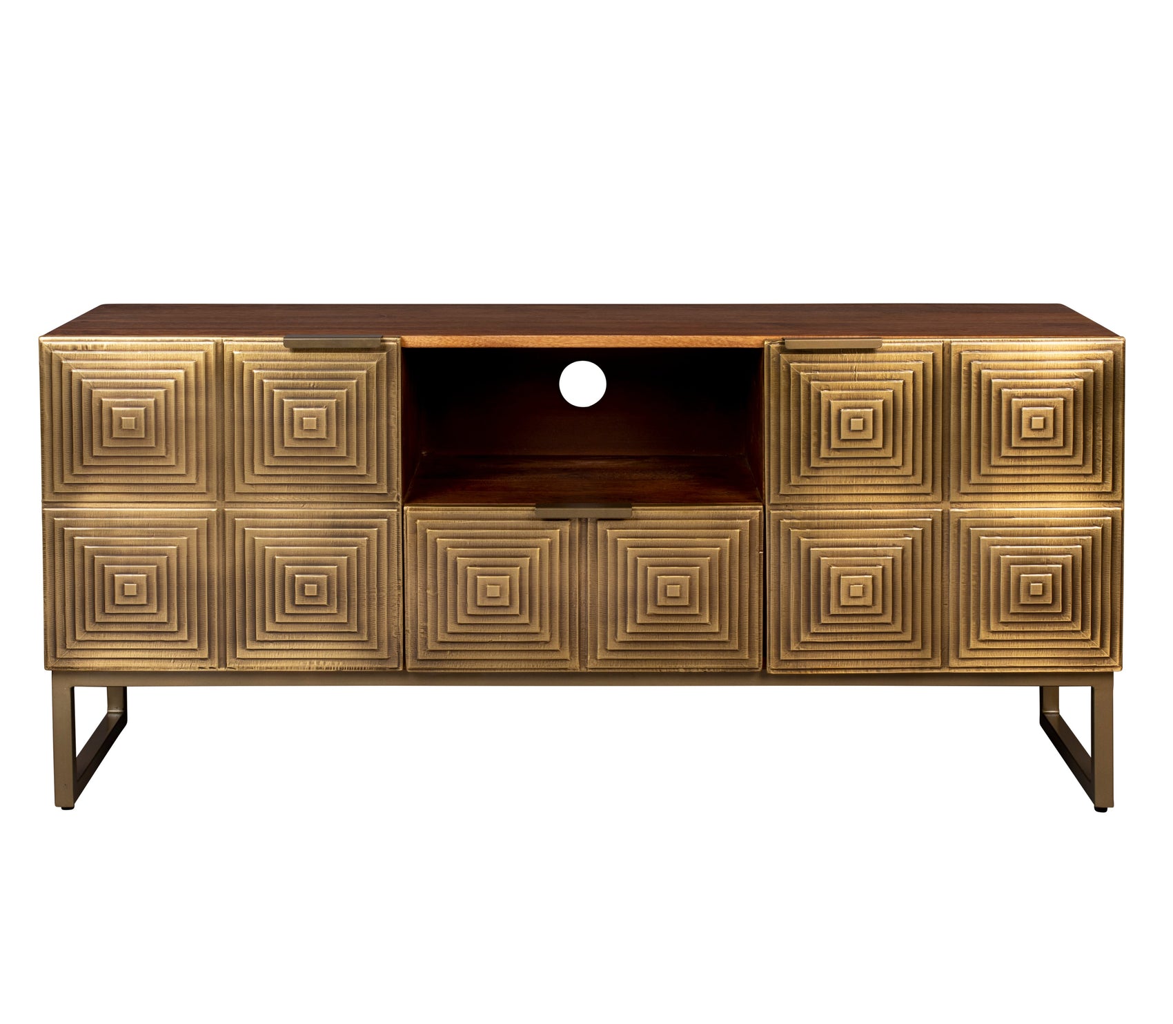 Dutchbone Volan Brass & Mango Wood TV Unit