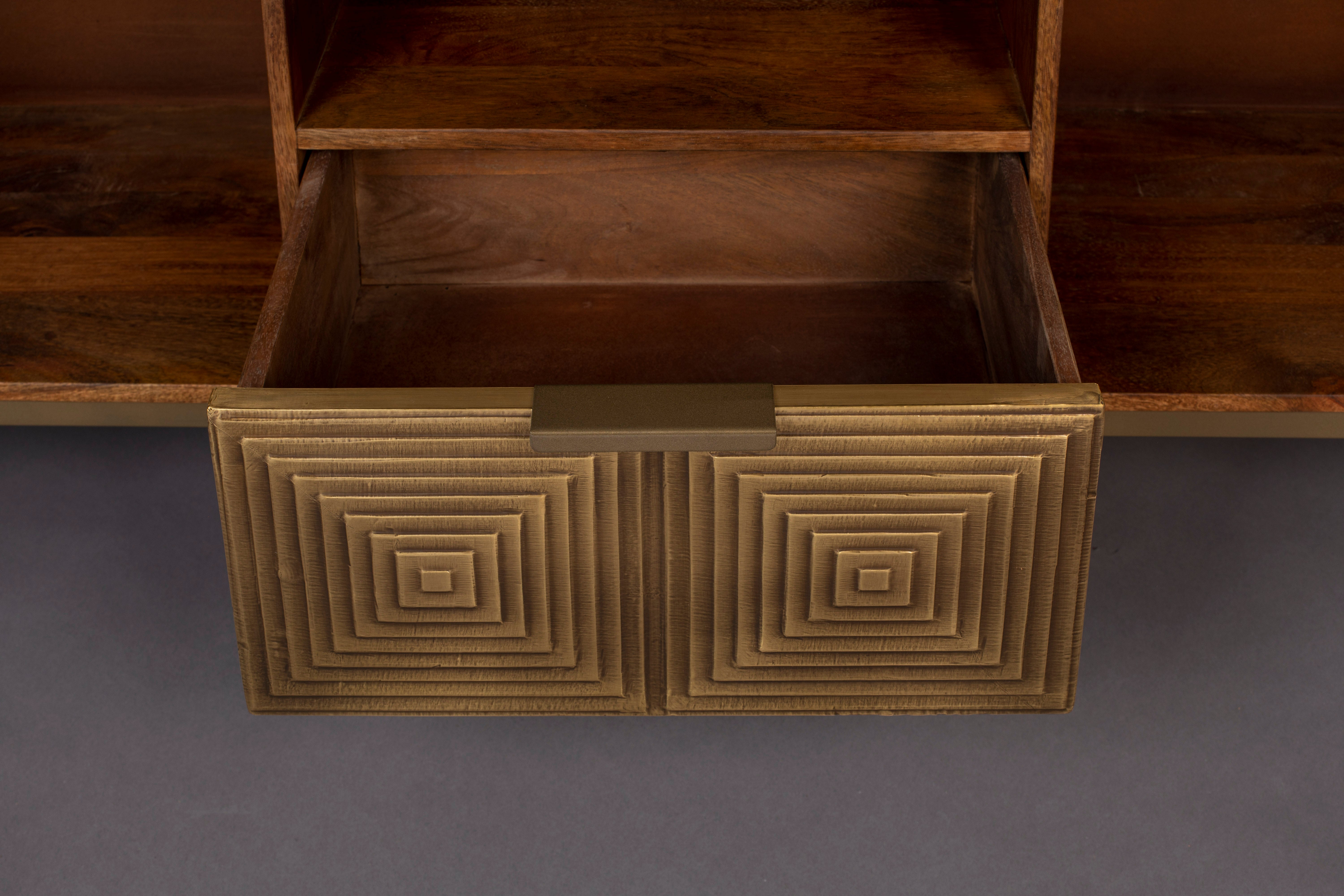 Dutchbone Volan Brass & Mango Wood TV Unit