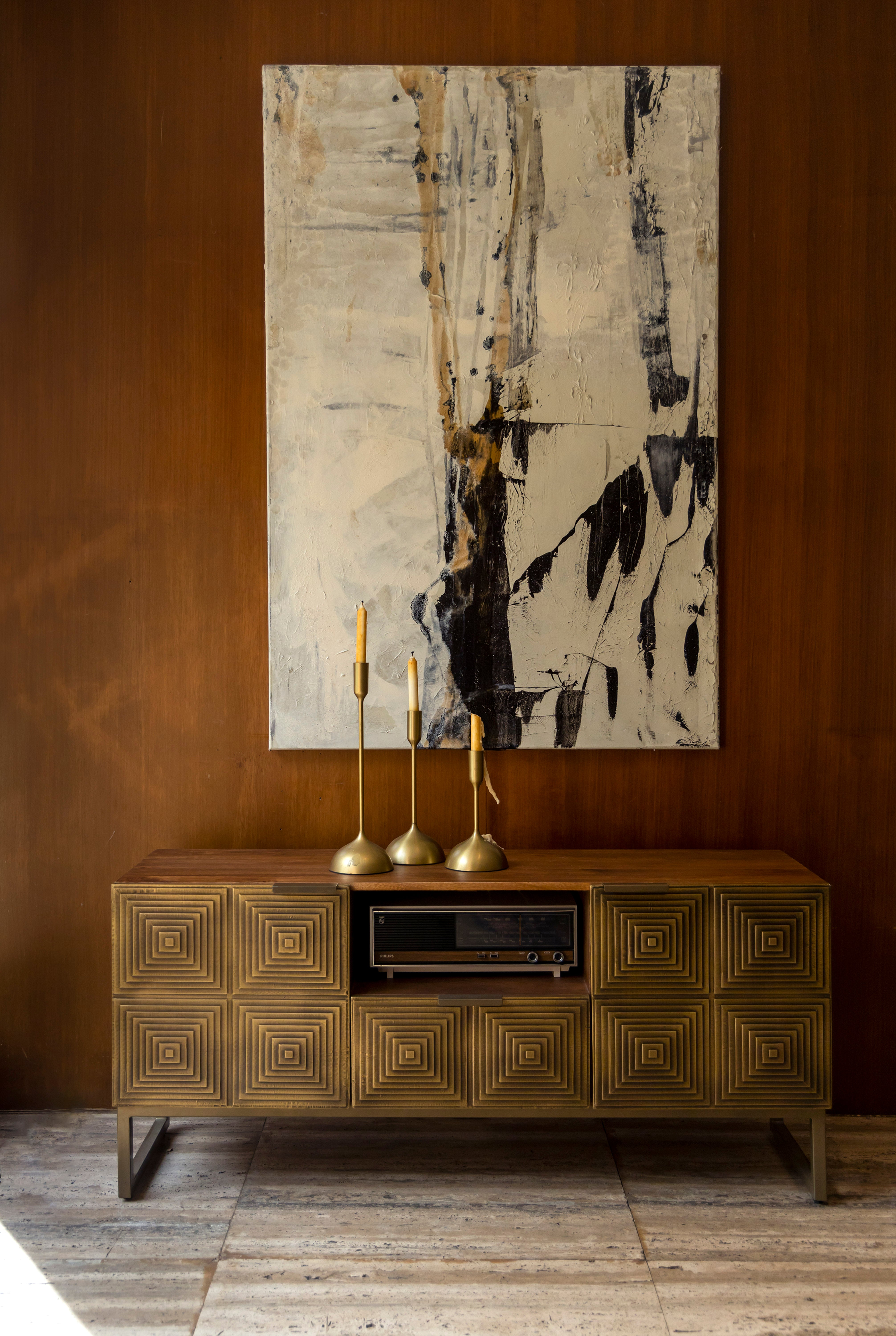 Dutchbone Volan Brass & Mango Wood TV Unit