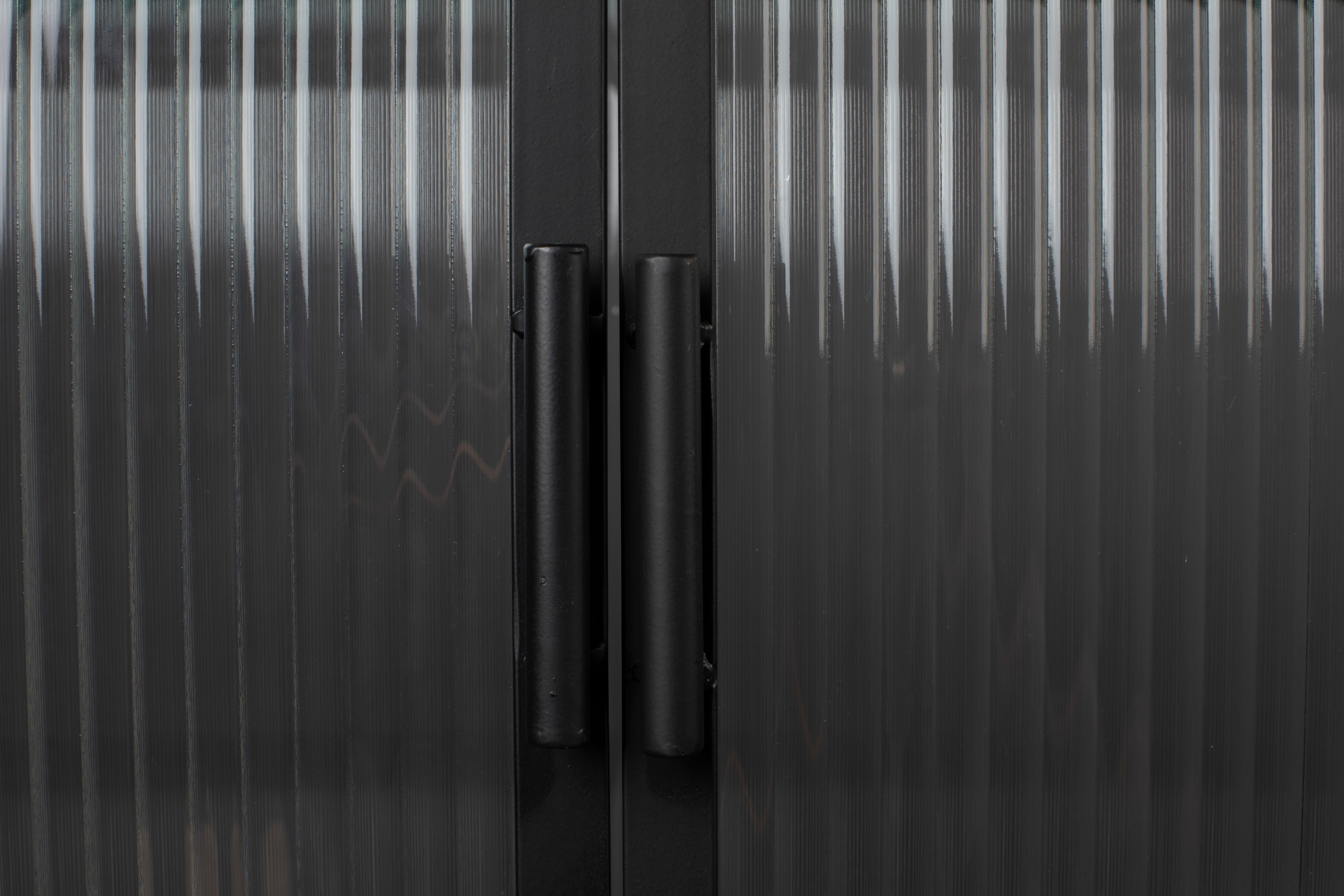 Dutchbone Boli Black Steel & Ribbed Glass Sideboard