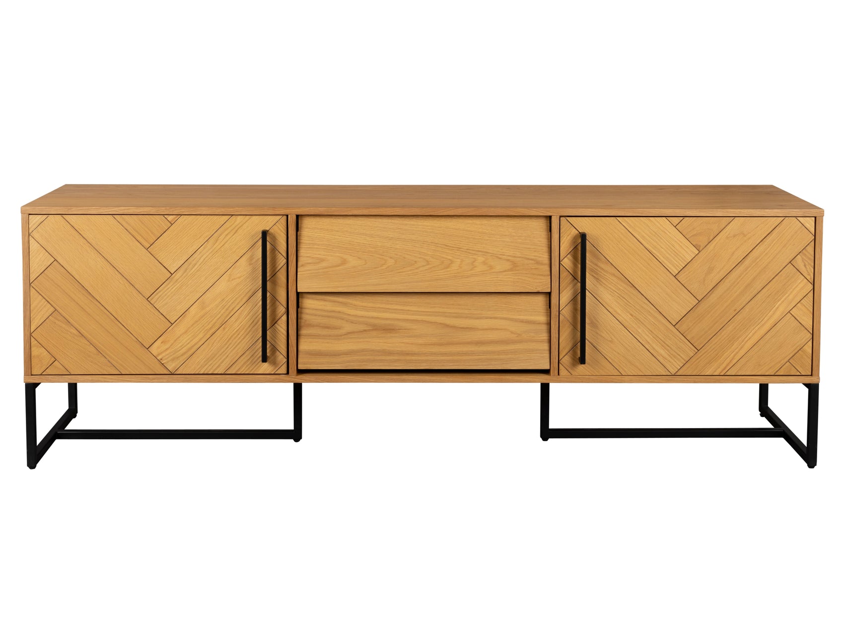 Dutchbone Class Herringbone Natural Oak Wood Low Sideboard