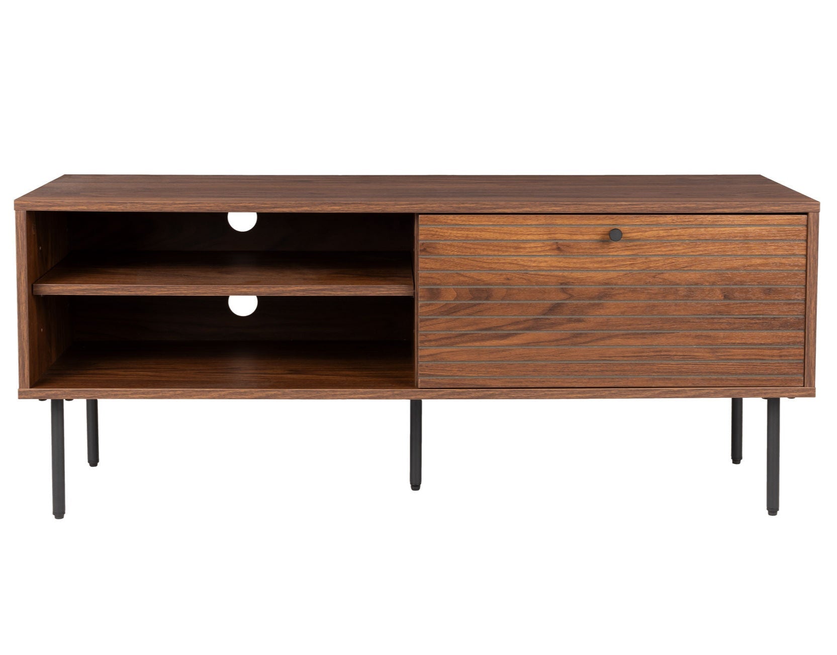 Stripes Walnut Brown Wood TV Unit