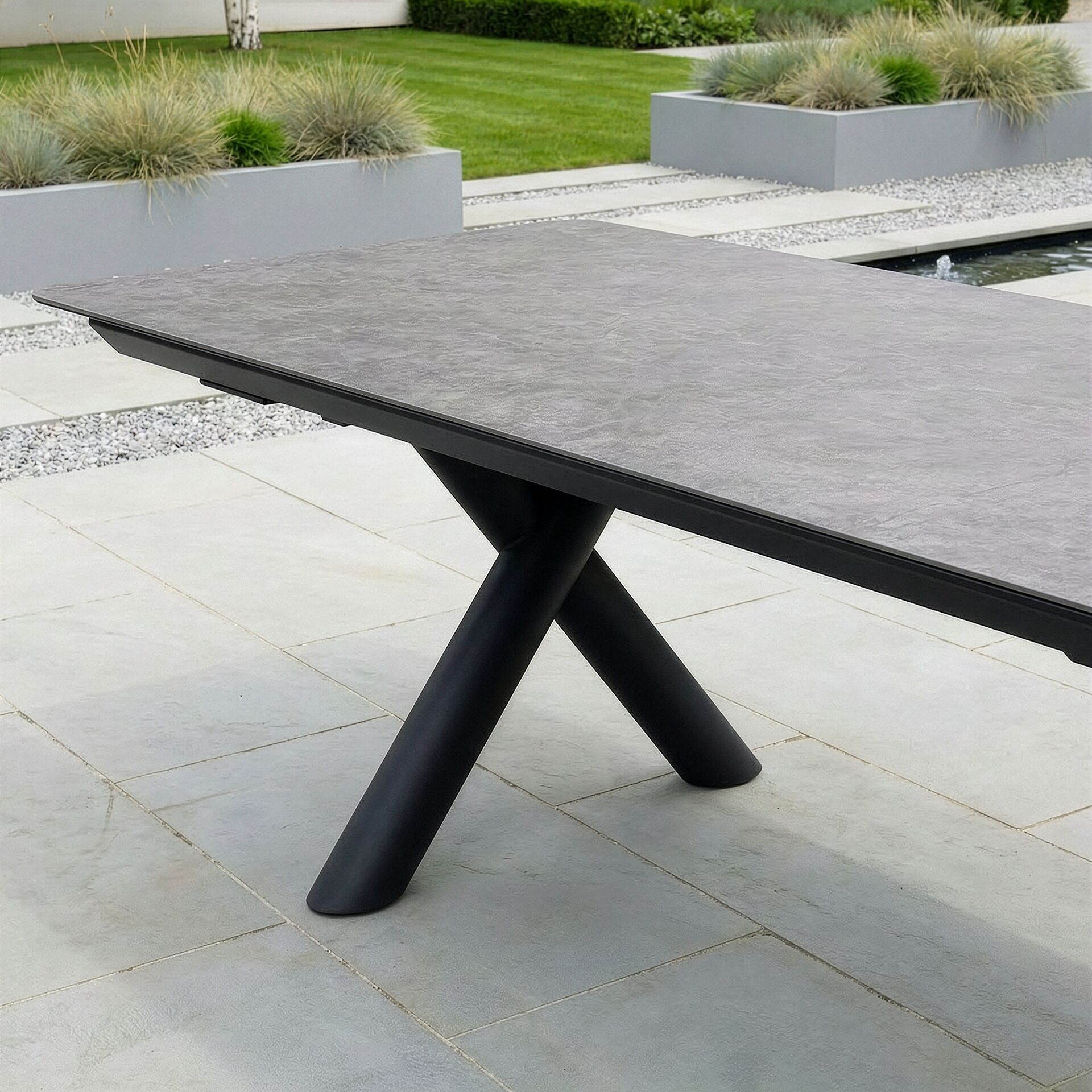 Maxim 8 - 12 Seater Extending Dining Table - Charcoal with Ambition Chairs - Zinc Grey