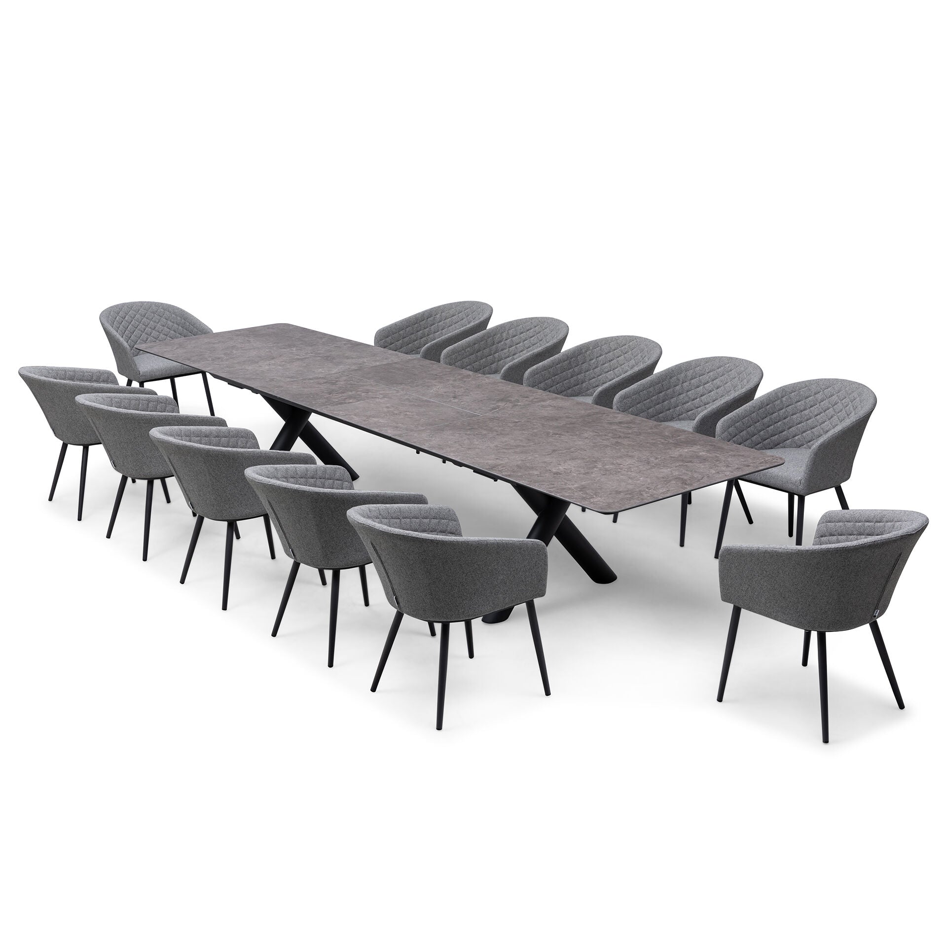Maxim 8 - 12 Seater Extending Dining Table - Charcoal with Ambition Chairs - Zinc Grey