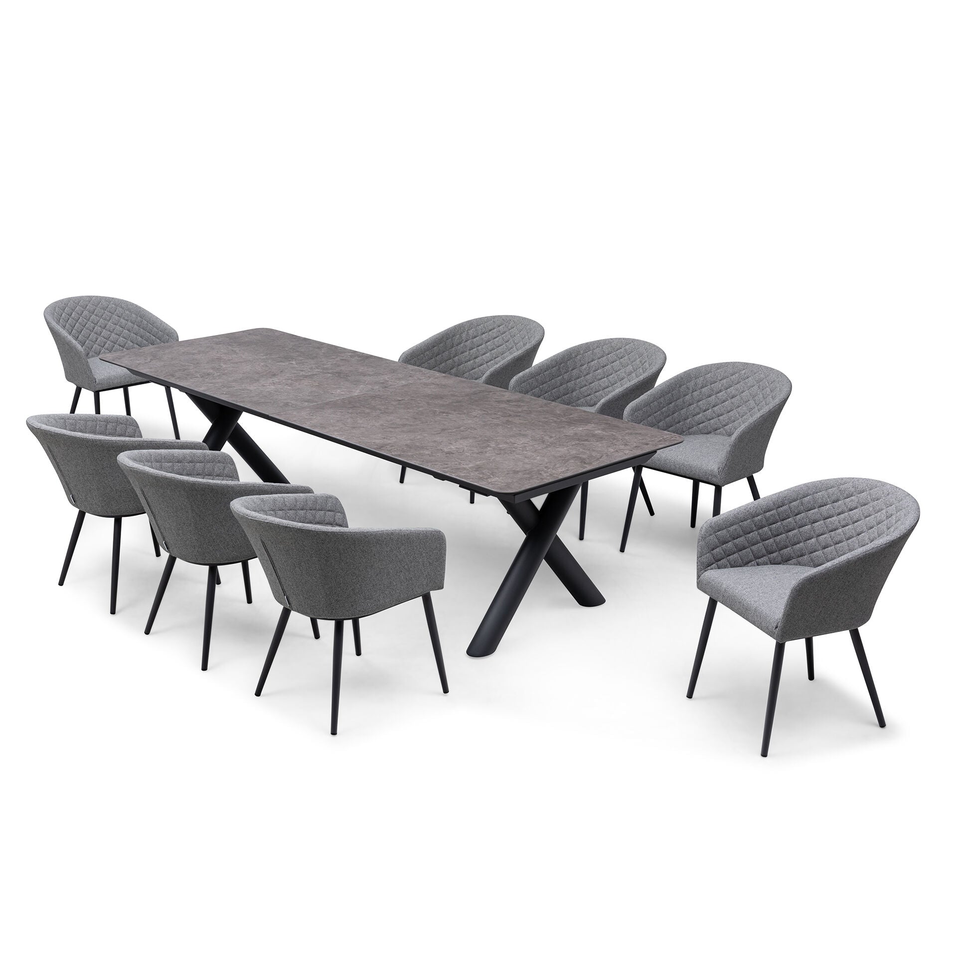 Maxim 8 - 12 Seater Extending Dining Table - Charcoal with Ambition Chairs - Zinc Grey