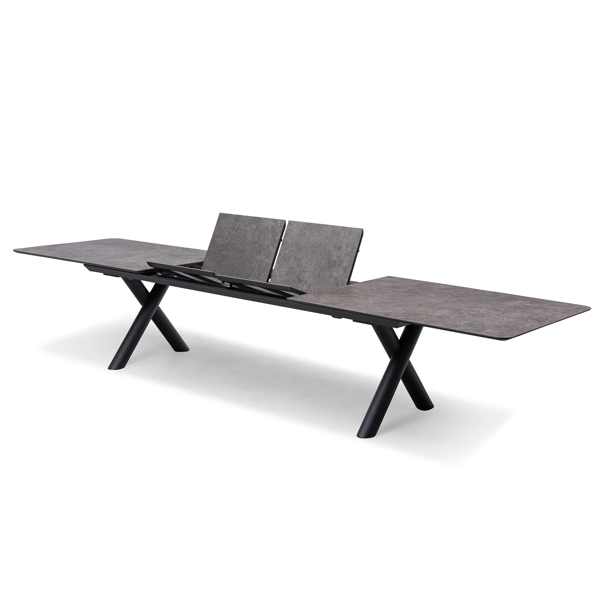 Maxim 8 - 12 Seater Extending Dining Table - Charcoal with Ambition Chairs - Zinc Grey
