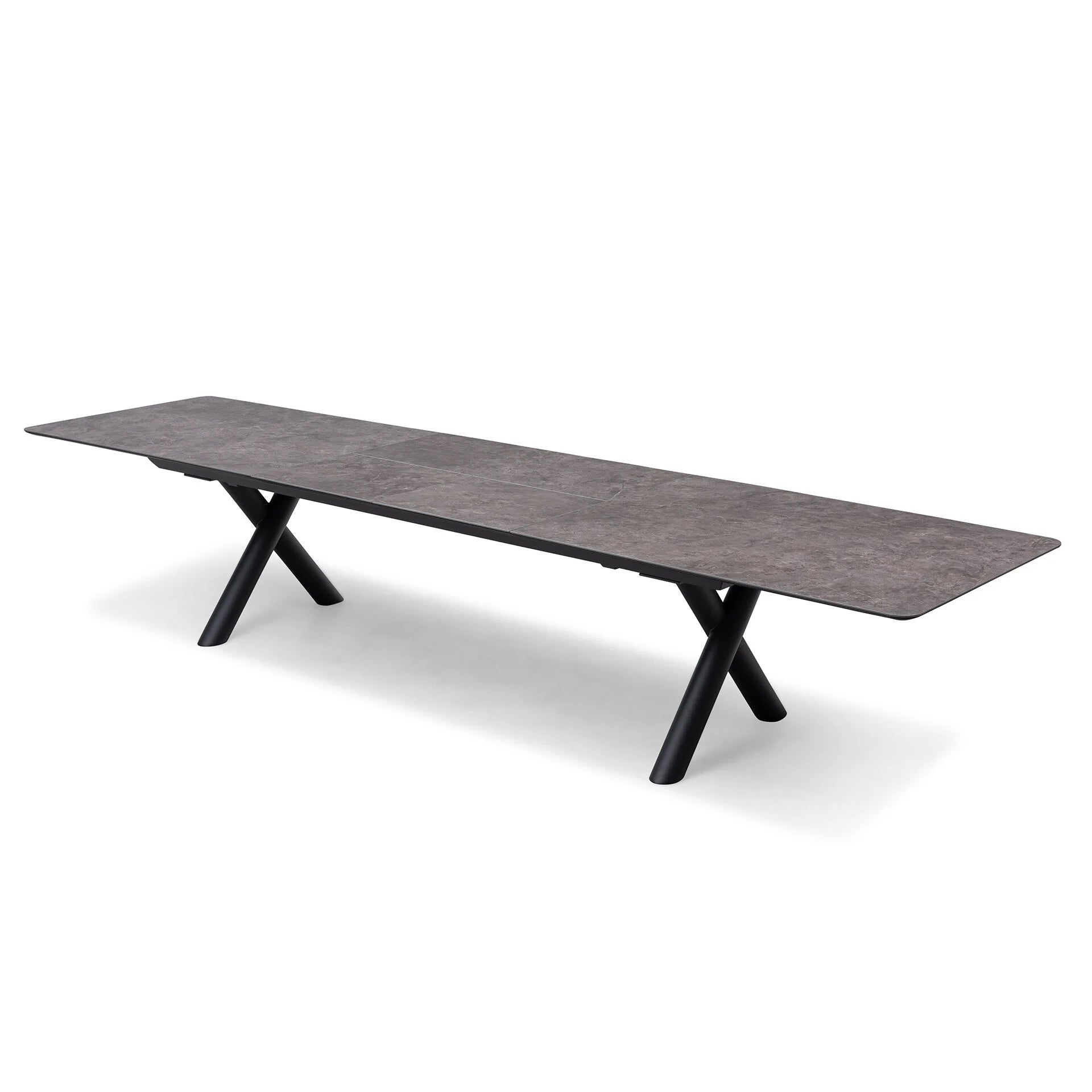 Maxim 8 - 12 Seater Extending Dining Table - Charcoal with Ambition Chairs - Zinc Grey