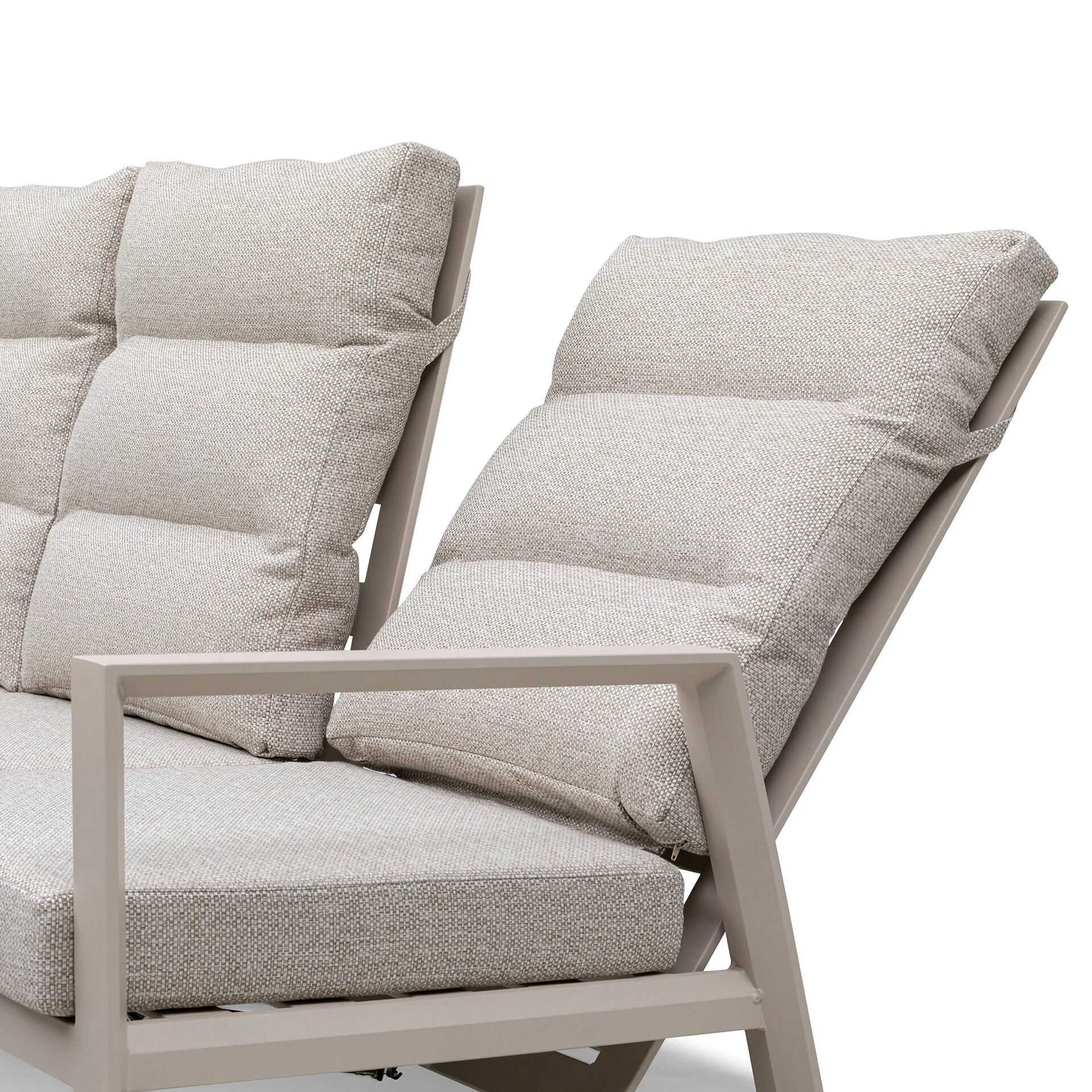 Valencia 3 Seater Reclining Sofa Set with Rising Table & Stools - Latte