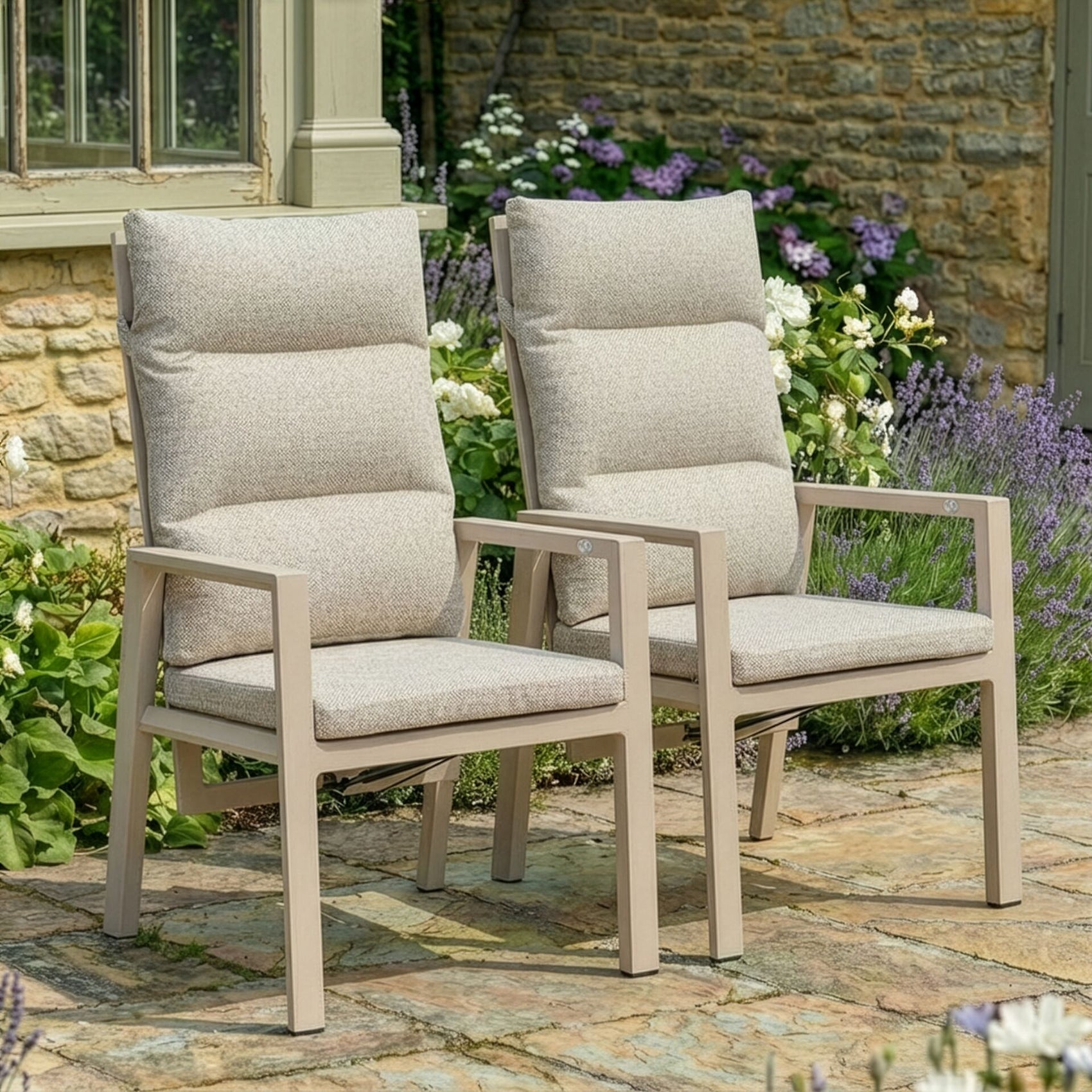 Valencia Reclining Set of 2 Dining Chairs - Latte
